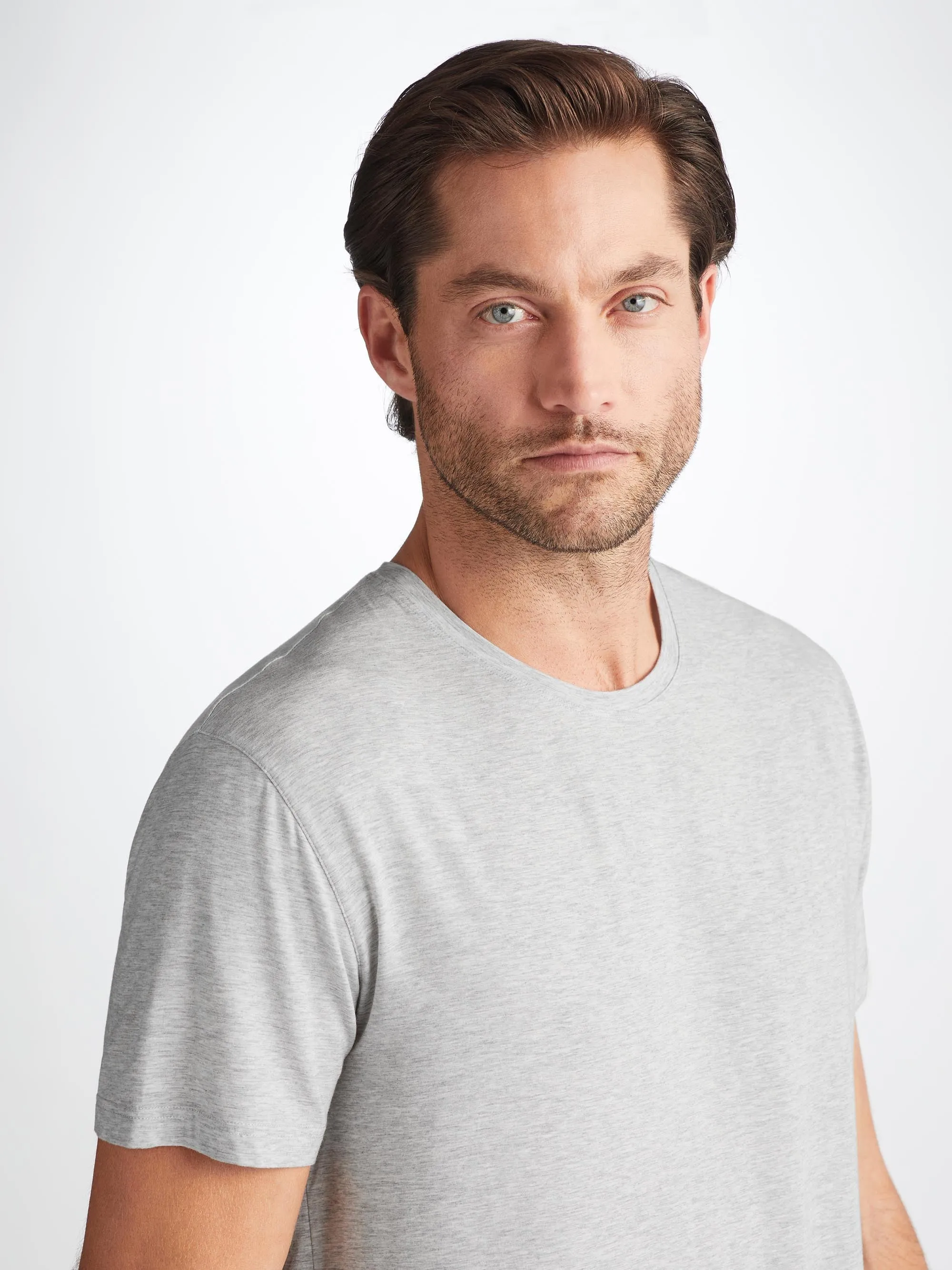 Ethan Micro Modal T-Shirt Silver Marl sold by Derek Rose