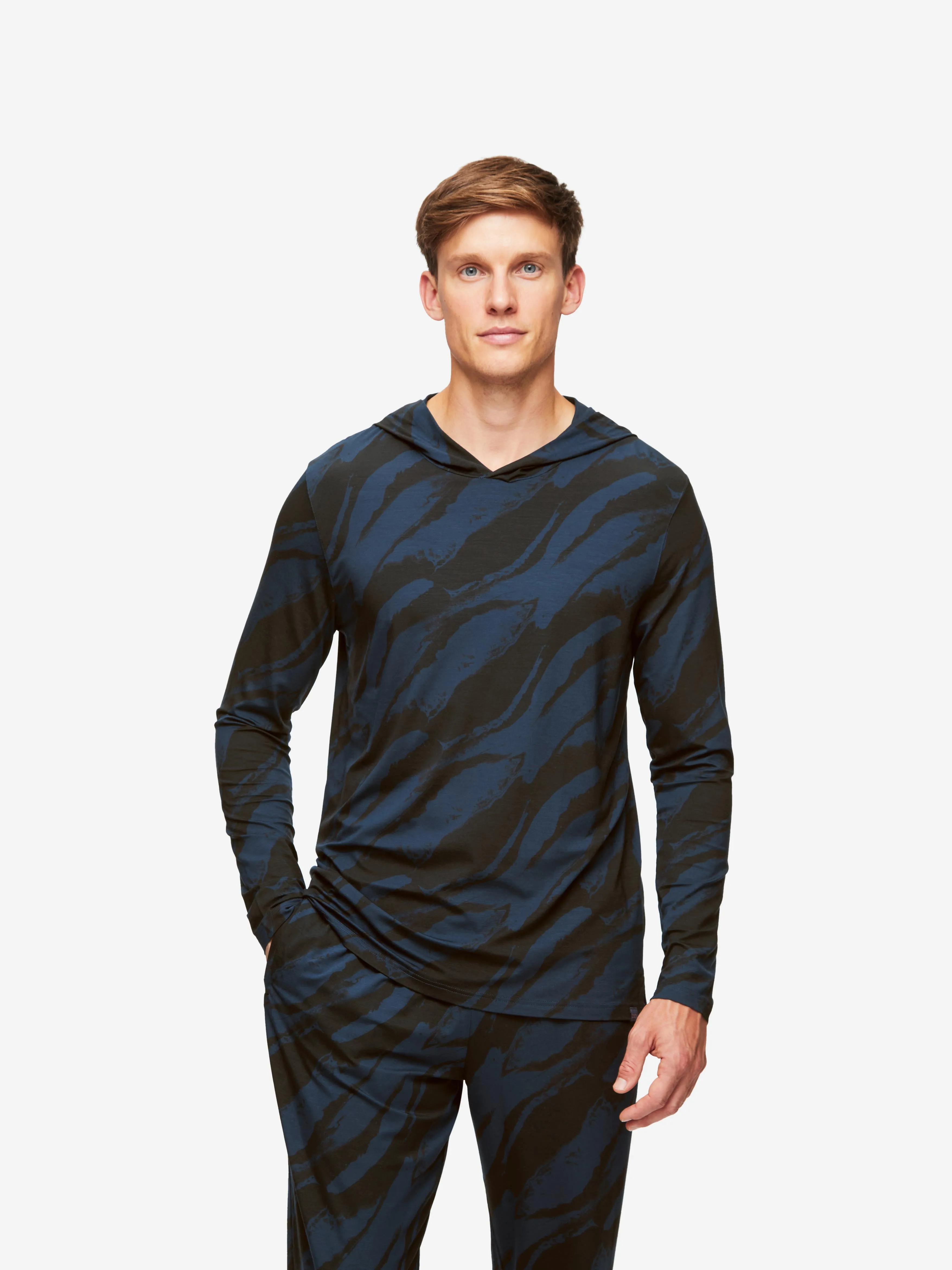 Men's Pullover Hoodie London 8 Micro Modal Navy sold by Derek Rose product image thumbnail 4