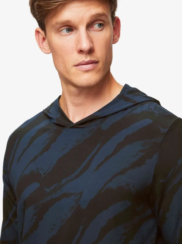 Men's Pullover Hoodie London 8 Micro Modal Navy sold by Derek Rose