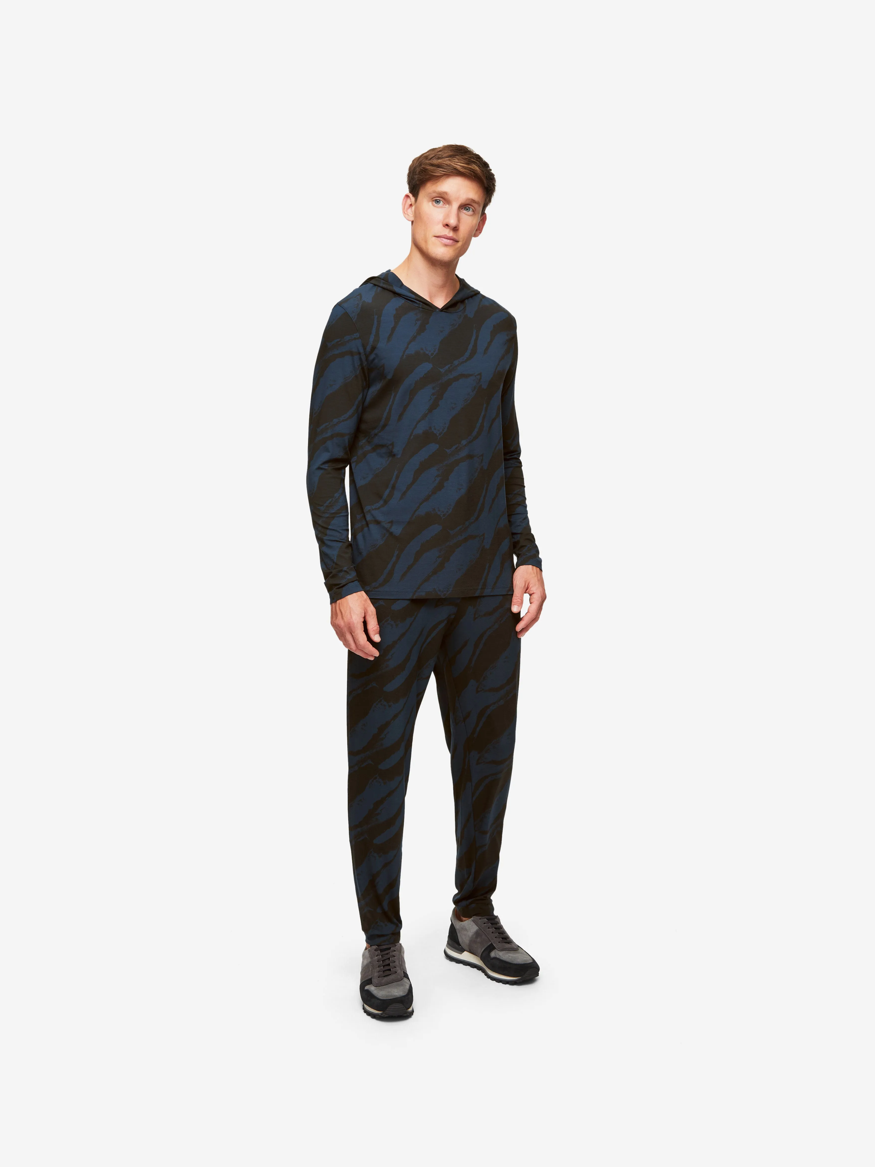 Men's Pullover Hoodie London 8 Micro Modal Navy sold by Derek Rose product image thumbnail 5