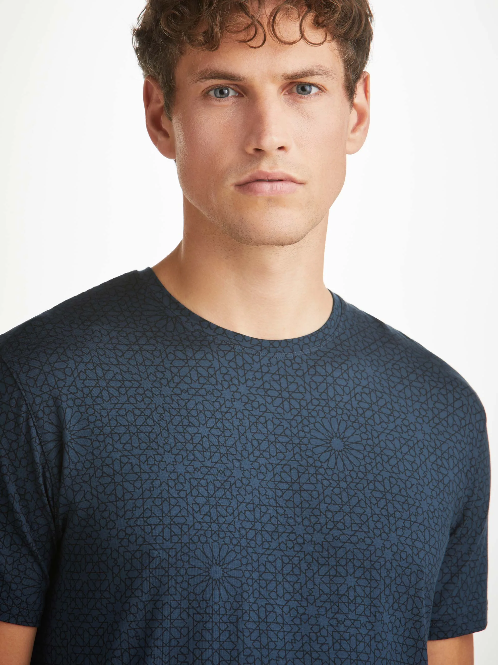 Men's T-Shirt London 12 Micro Modal Navy sold by Derek Rose