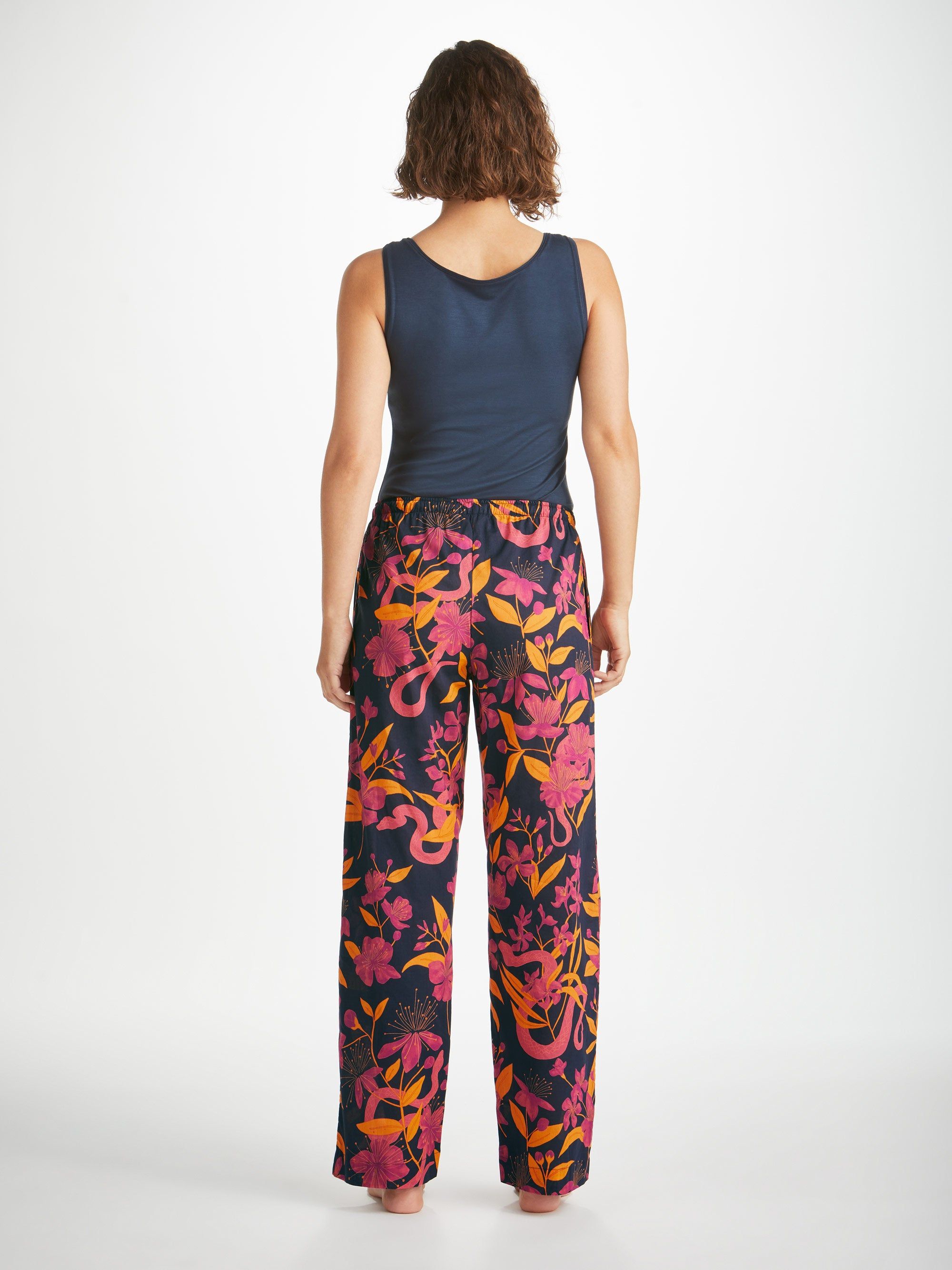 Women's Lounge Trousers Ledbury 68 Cotton Batiste Navy sold by Derek Rose product image thumbnail 5