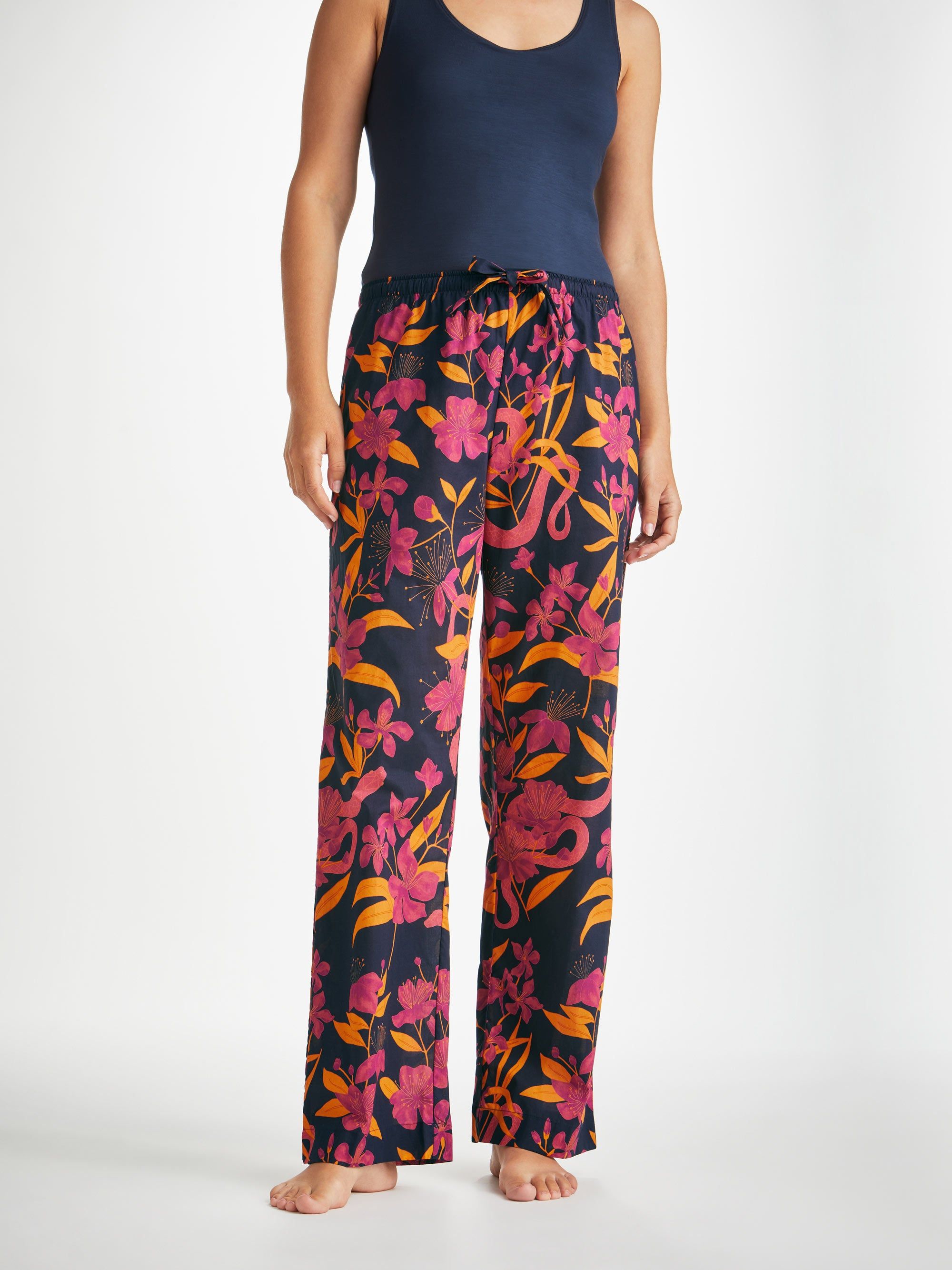 Women's Lounge Trousers Ledbury 68 Cotton Batiste Navy sold by Derek Rose product image thumbnail 4