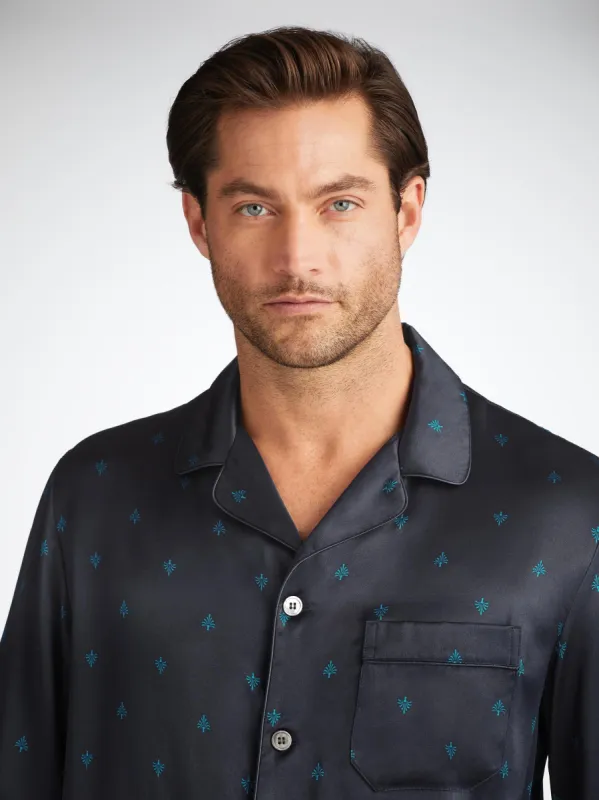 Men's Pajamas Brindisi 106 Silk Satin Navy sold by Derek Rose