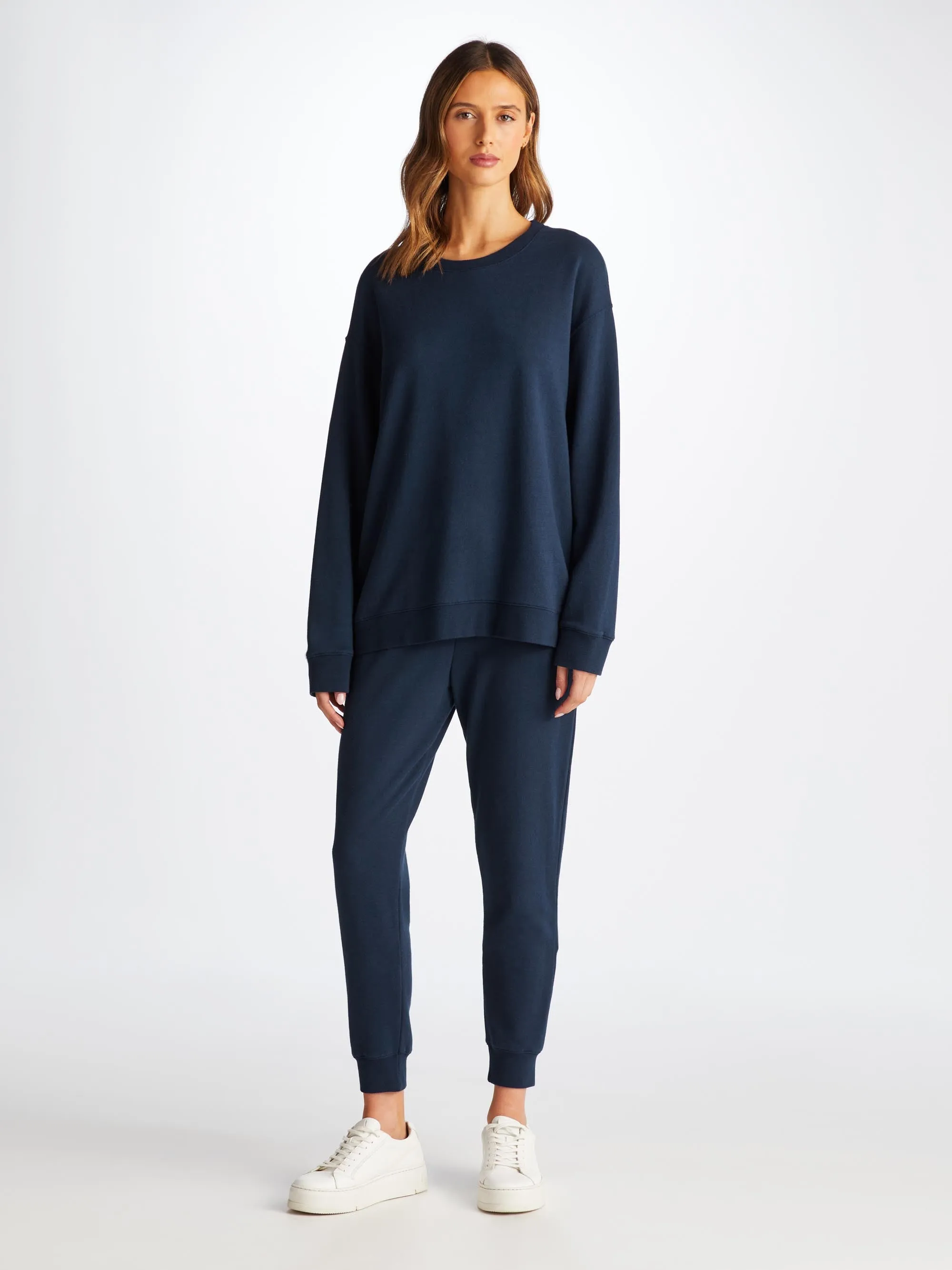 Women's Sweatshirt Quinn Cotton Modal Navy sold by Derek Rose product image thumbnail 3