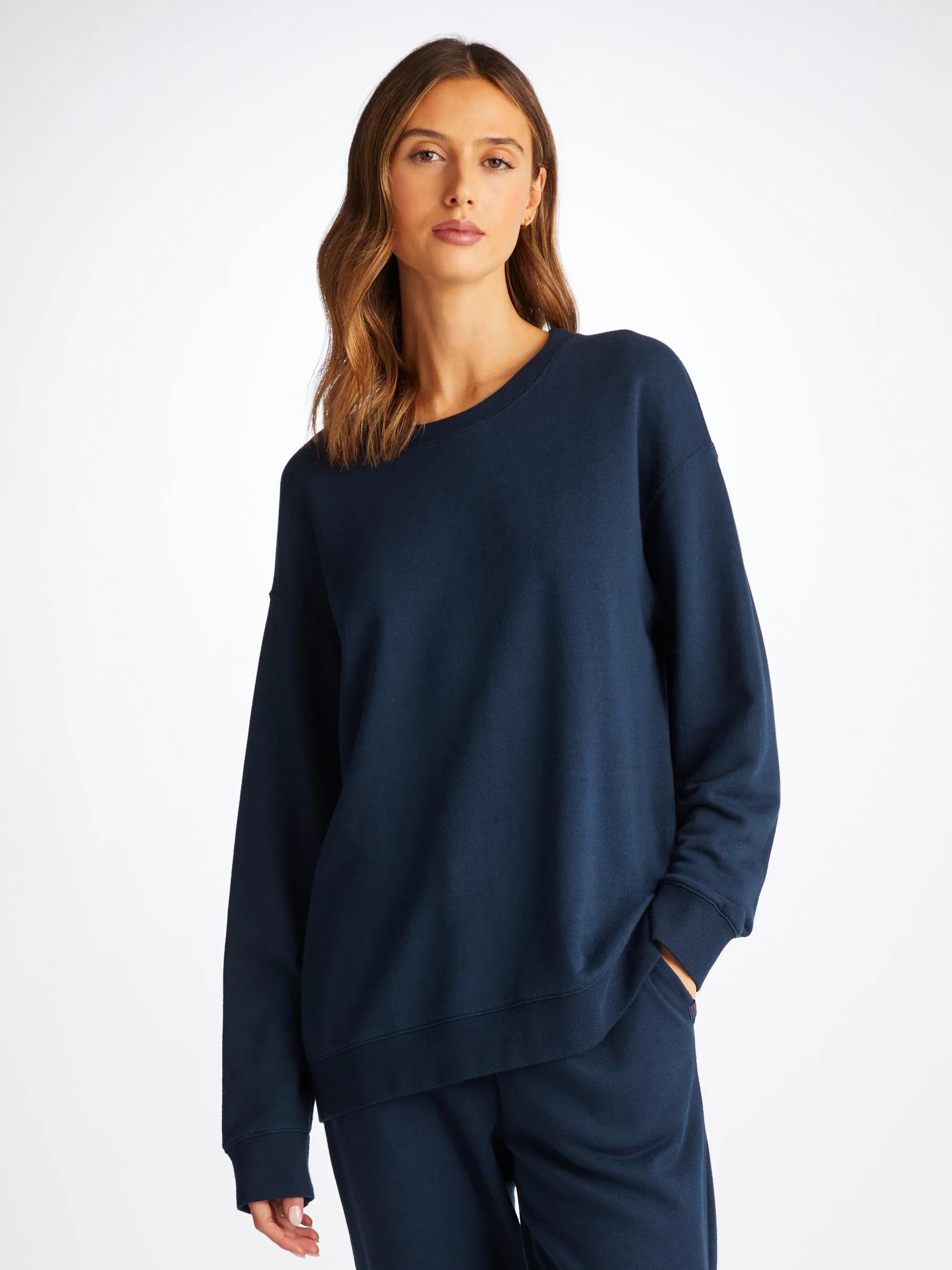 Women's Sweatshirt Quinn Cotton Modal Navy sold by Derek Rose