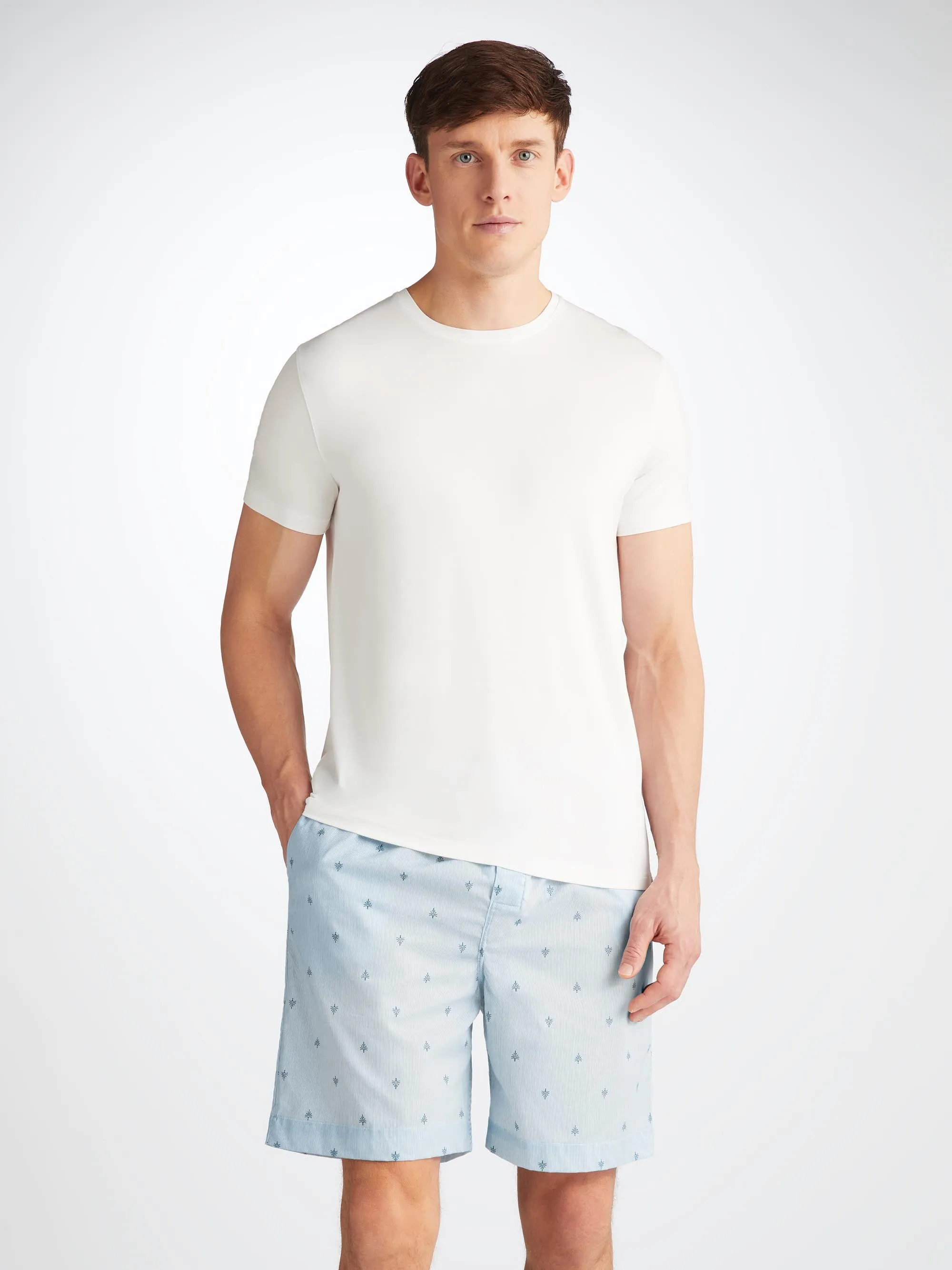 Men's Lounge Shorts Nelson 100 Cotton Batiste Blue sold by Derek Rose