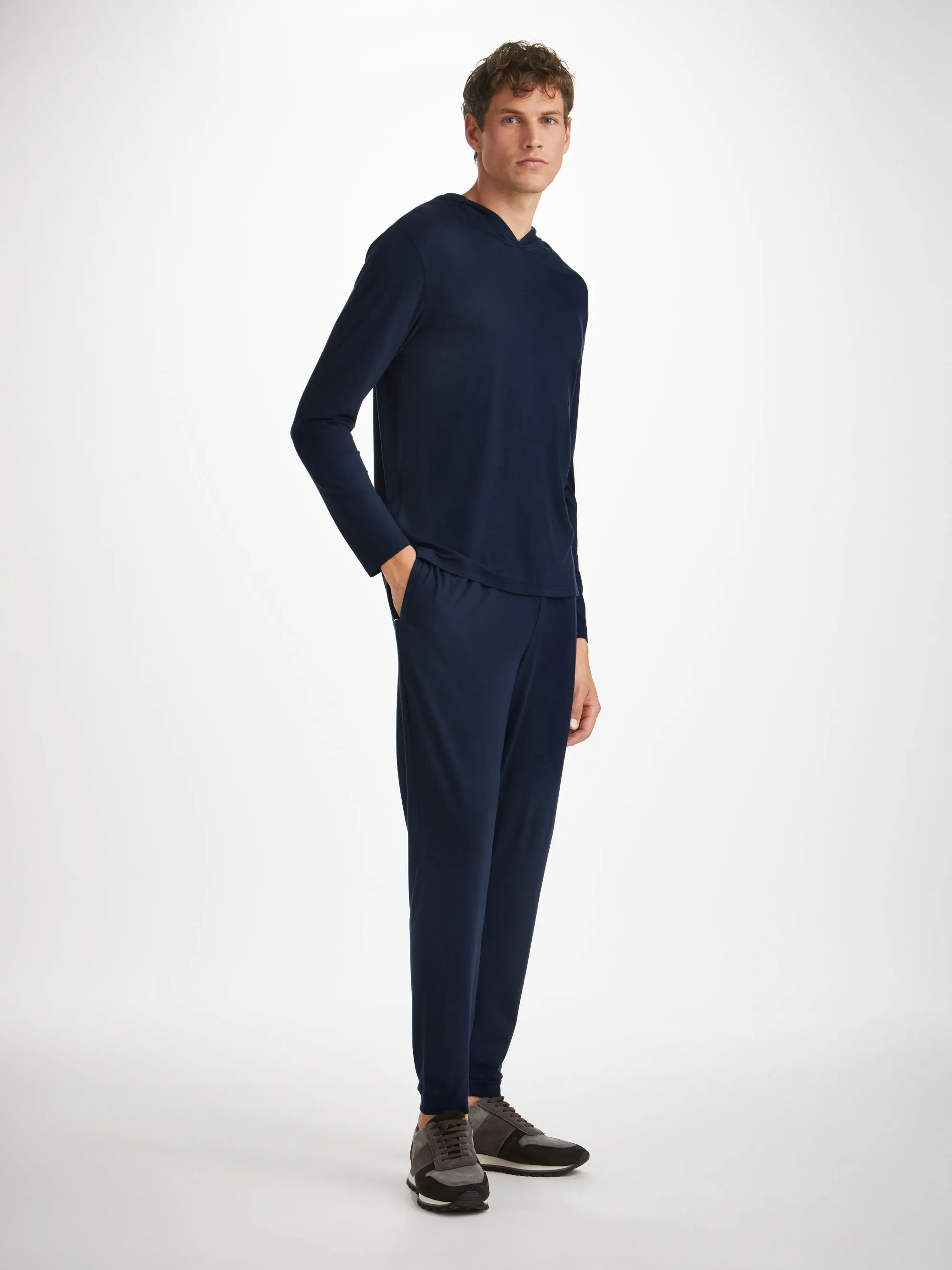 Men's Track Pants Basel Micro Modal Stretch Navy sold by Derek Rose product image thumbnail 3