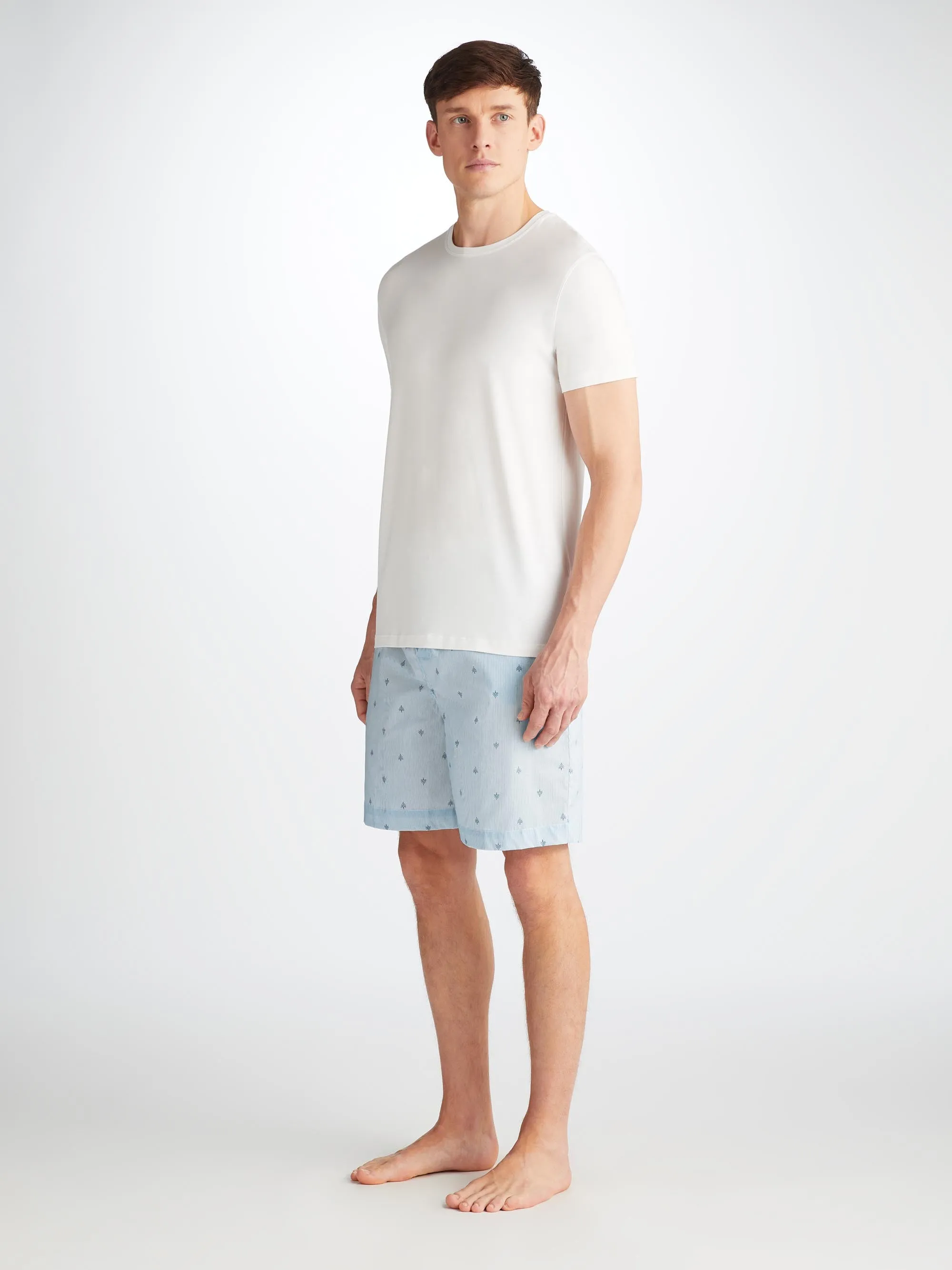 Men's Lounge Shorts Nelson 100 Cotton Batiste Blue sold by Derek Rose product image thumbnail 3