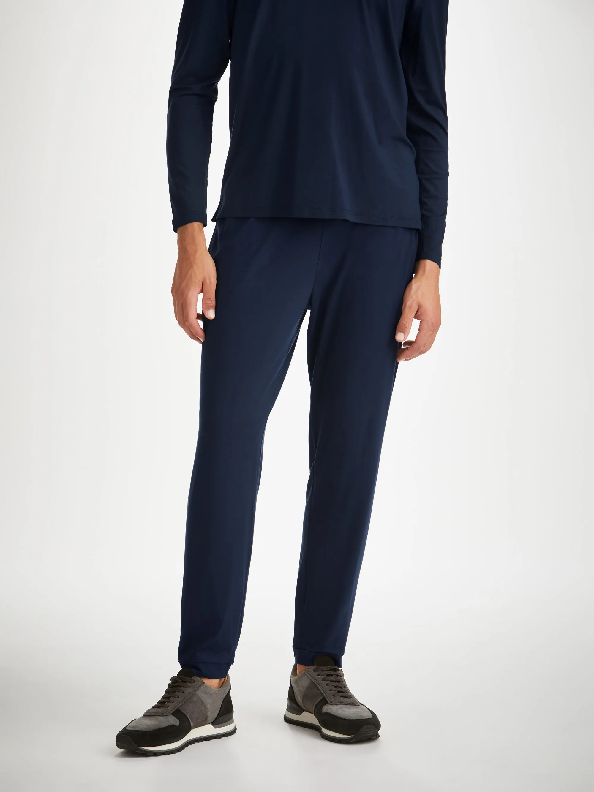 Men's Track Pants Basel Micro Modal Stretch Navy sold by Derek Rose product image thumbnail 5
