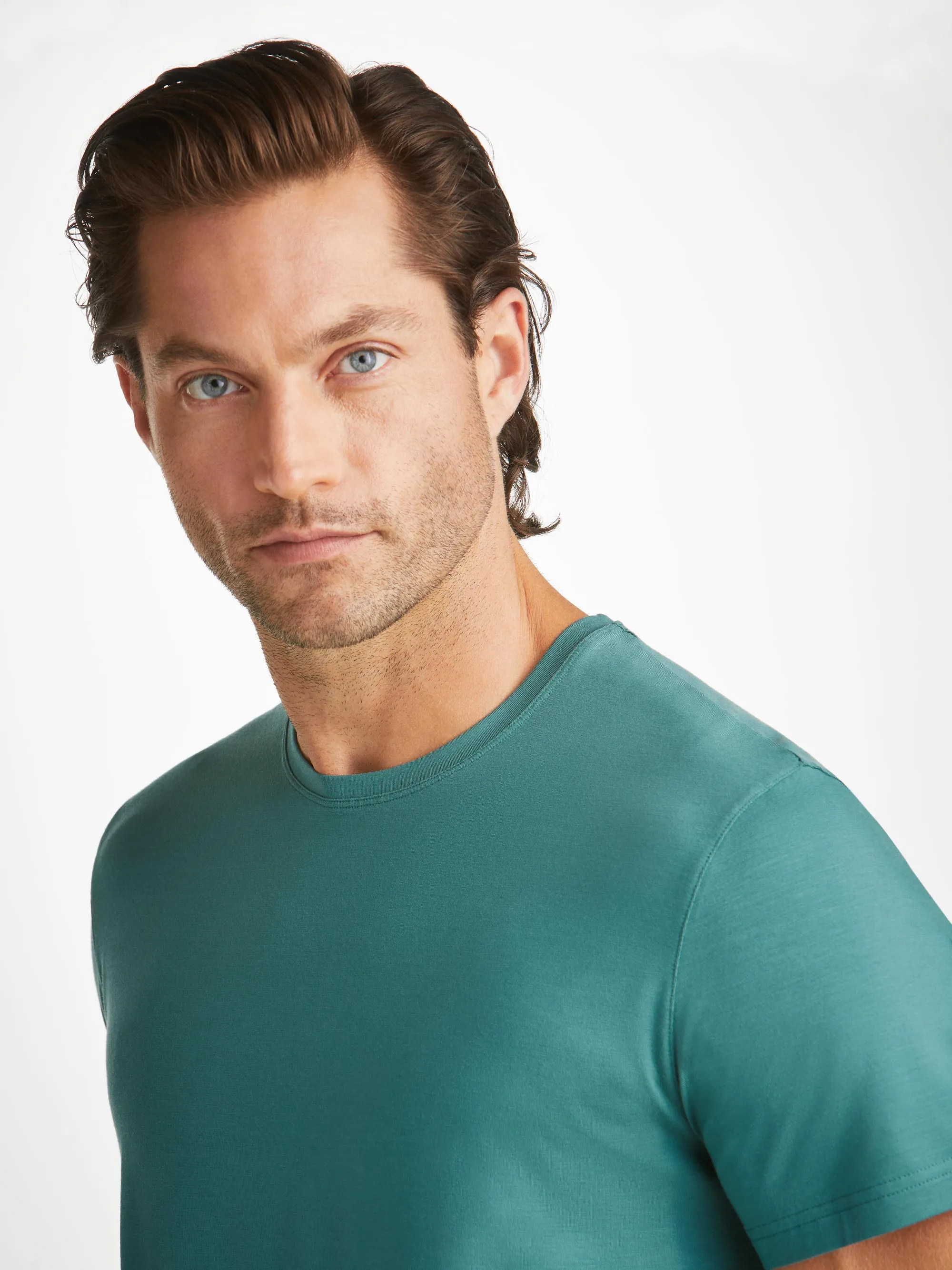 Men's T-Shirt Basel Micro Modal Stretch Teal sold by Derek Rose product image thumbnail 5