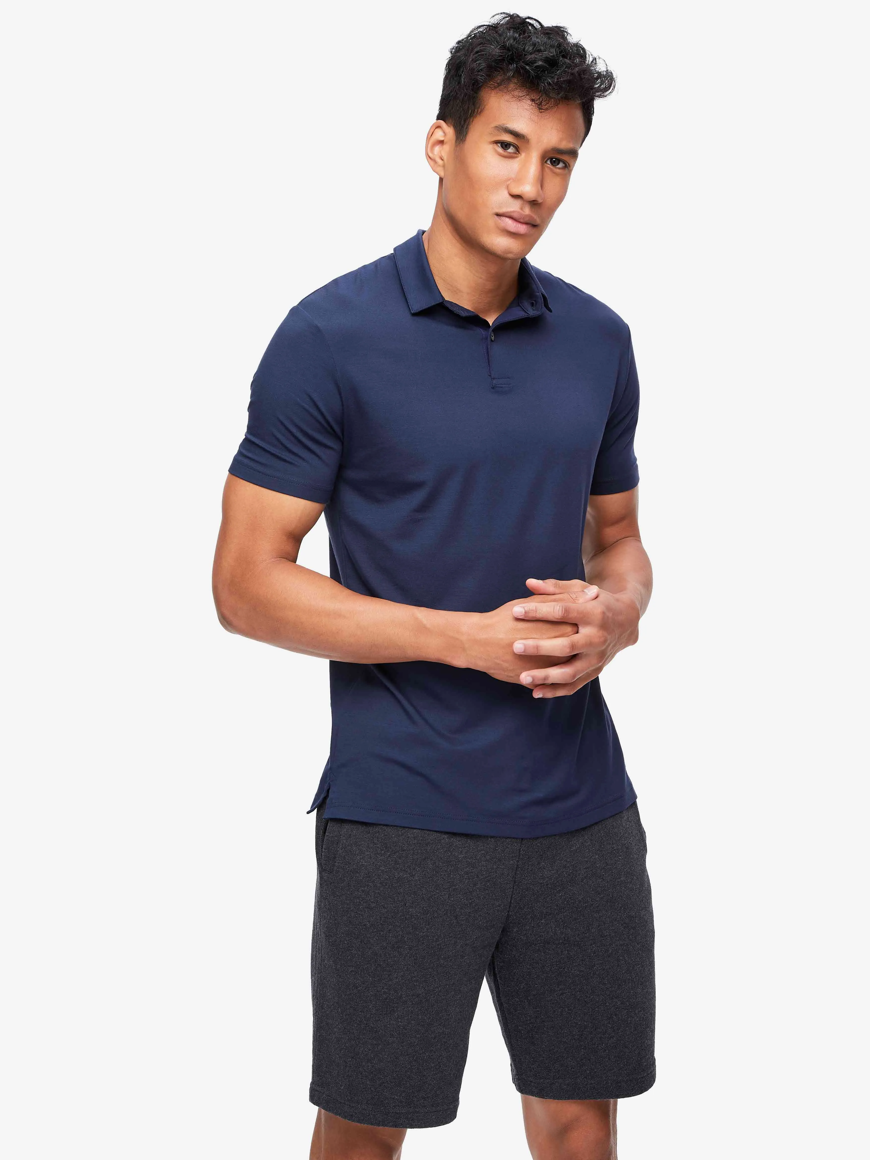 Men's Polo Shirt Basel Micro Modal Stretch Navy sold by Derek Rose