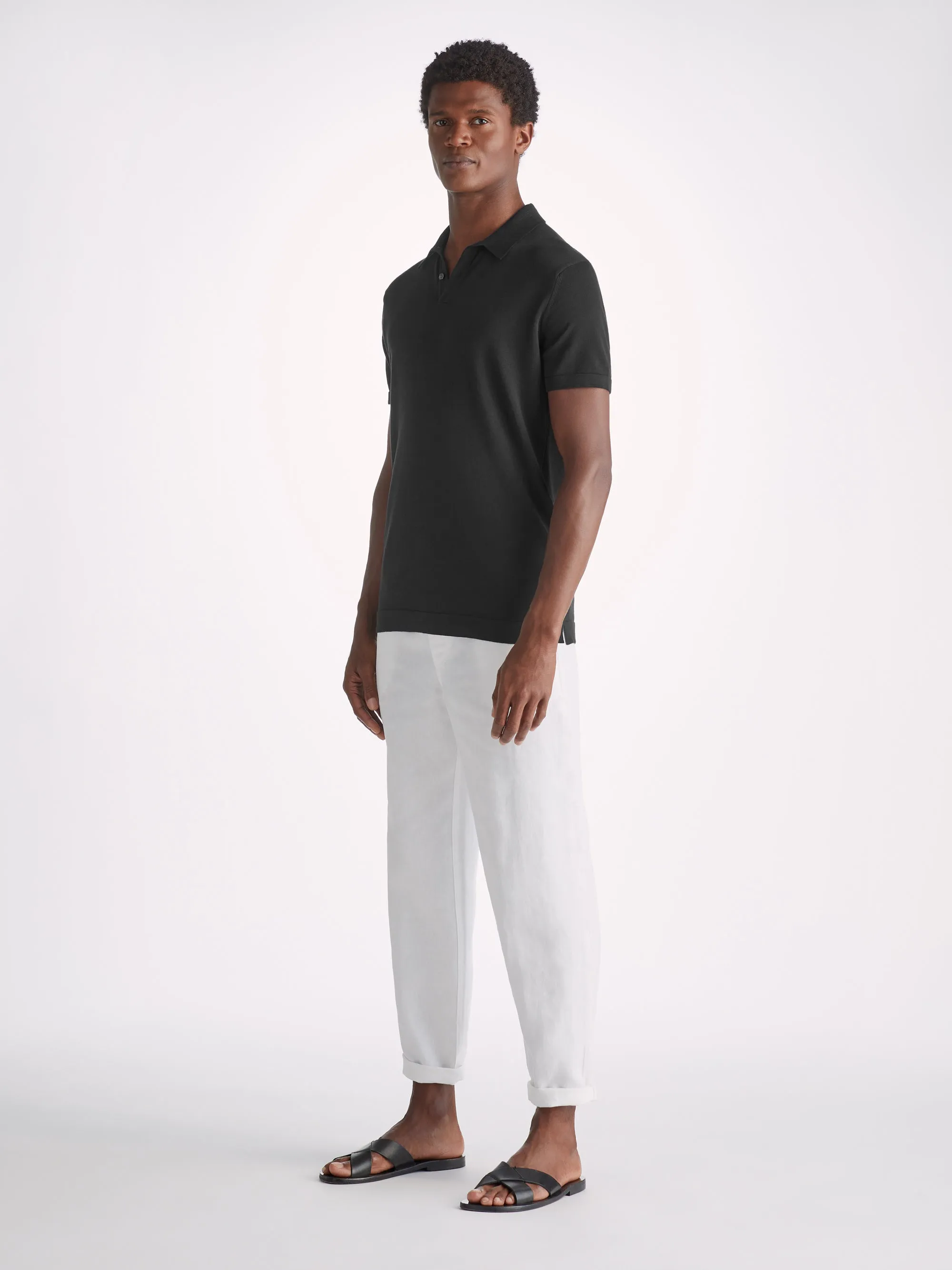 Men's Polo Shirt Jacob Sea Island Cotton Black sold by Derek Rose product image thumbnail 3