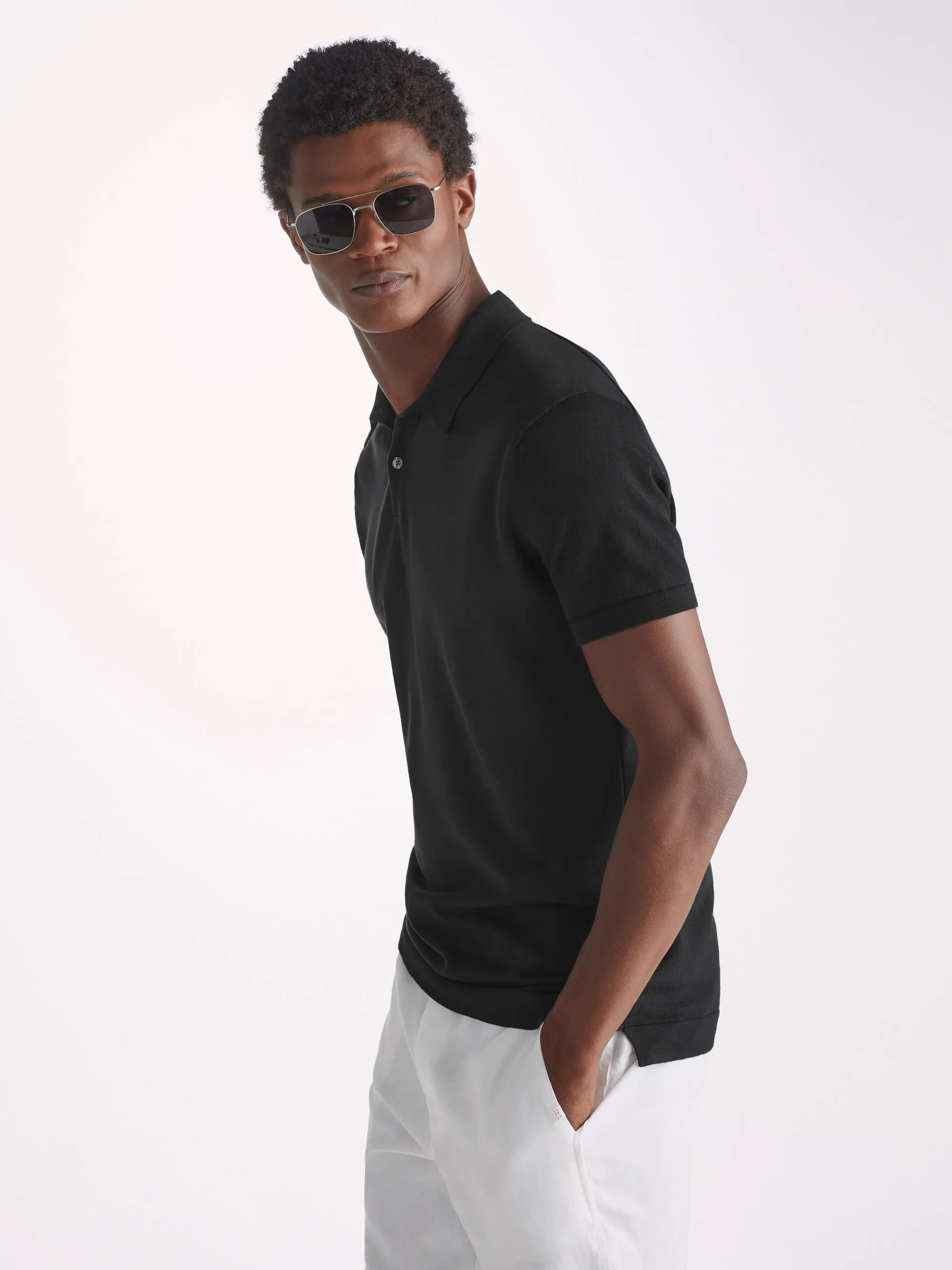 Men's Polo Shirt Jacob Sea Island Cotton Black sold by Derek Rose