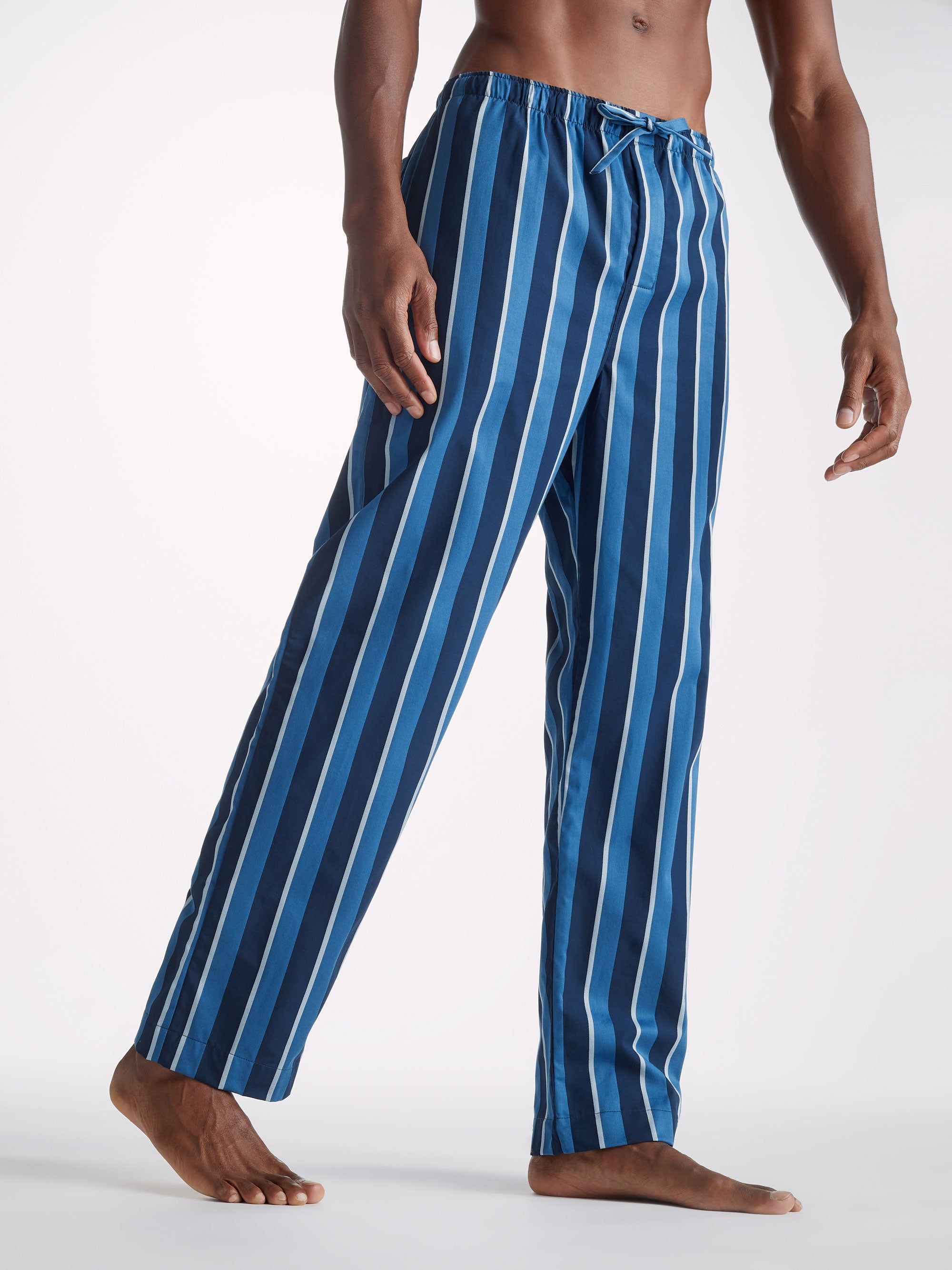Men's Lounge Trousers Royal 220 Cotton Blue sold by Derek Rose