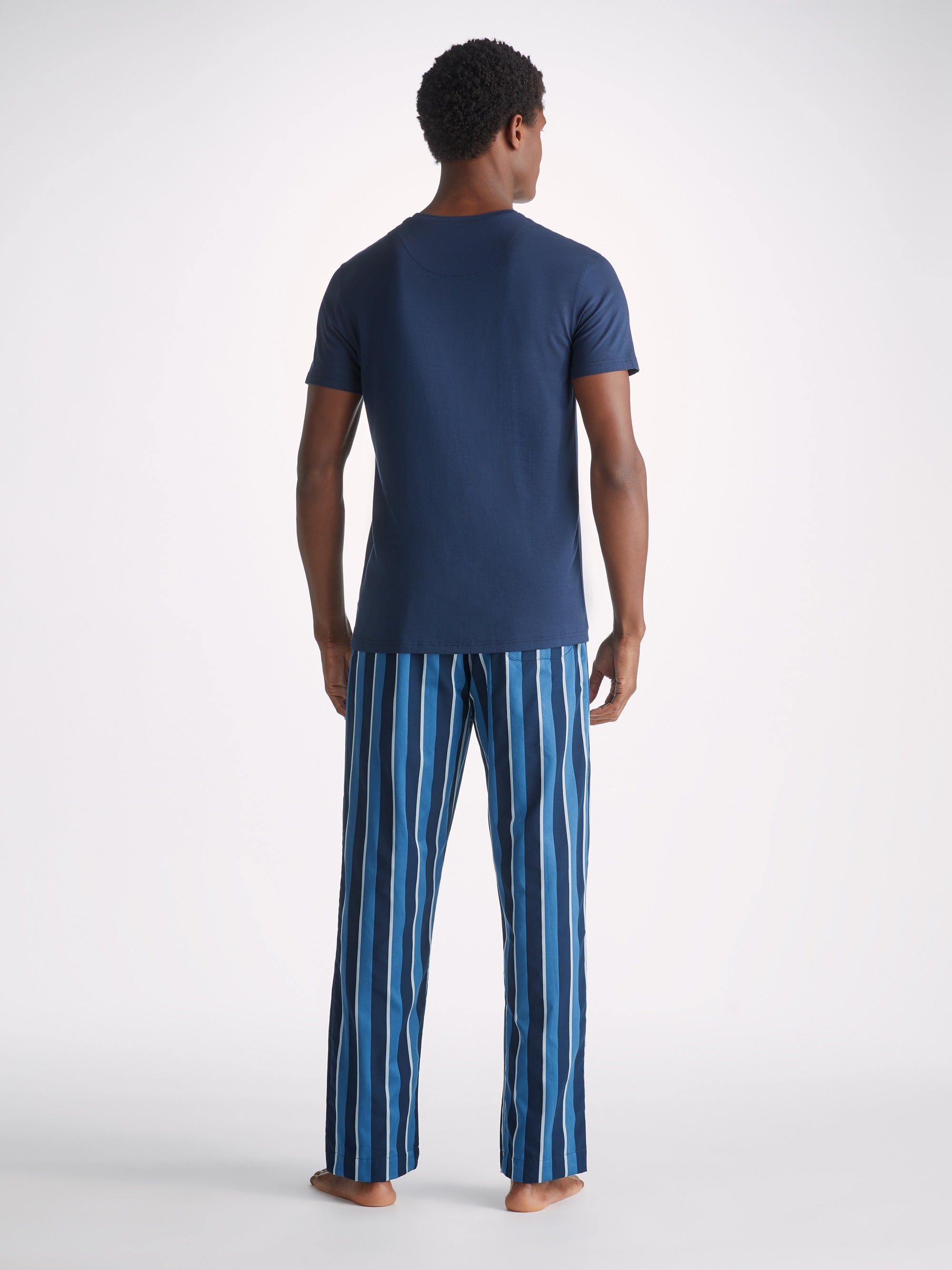Men's Lounge Trousers Royal 220 Cotton Blue sold by Derek Rose product image thumbnail 4