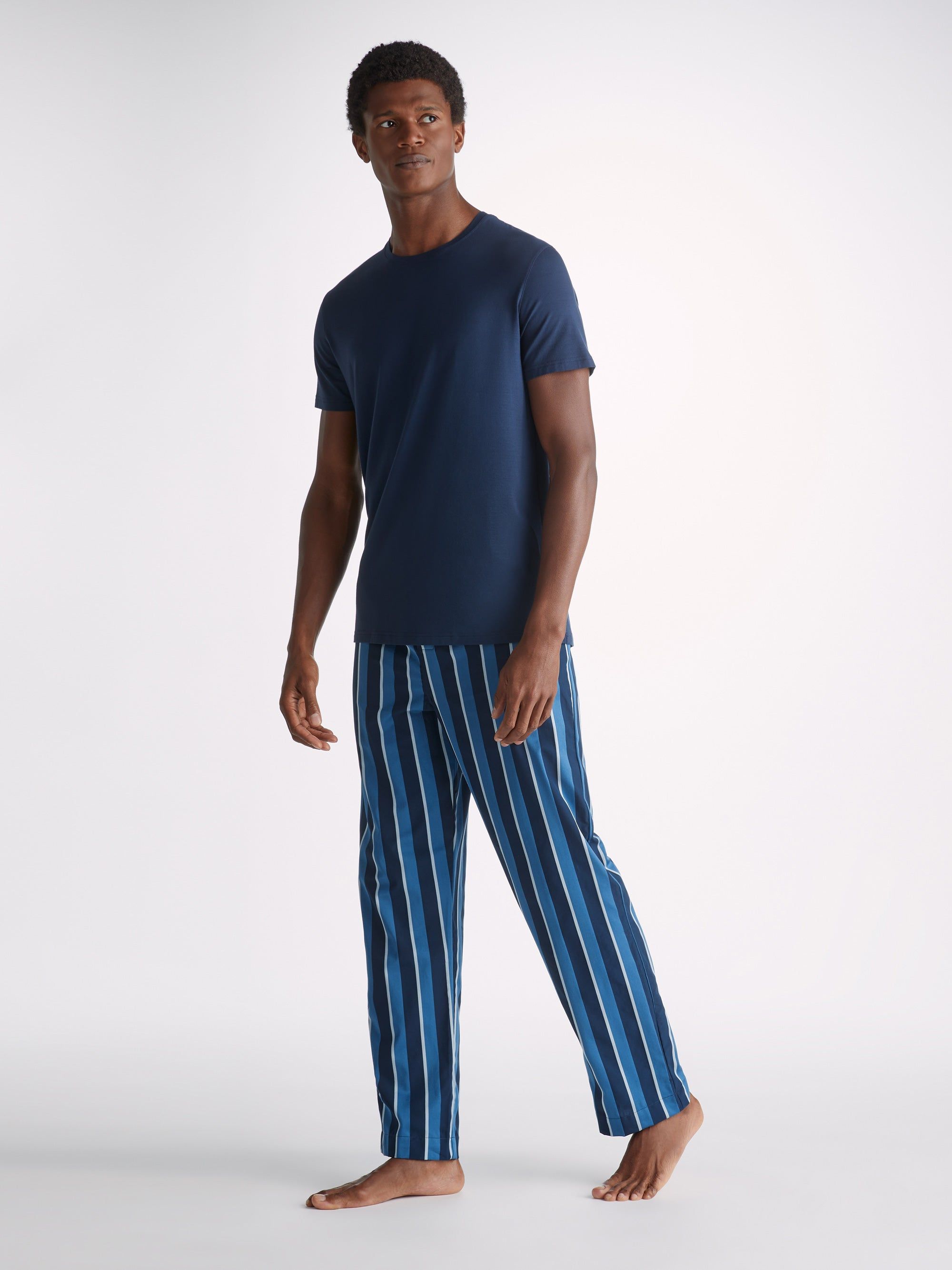 Men's Lounge Trousers Royal 220 Cotton Blue sold by Derek Rose product image thumbnail 3