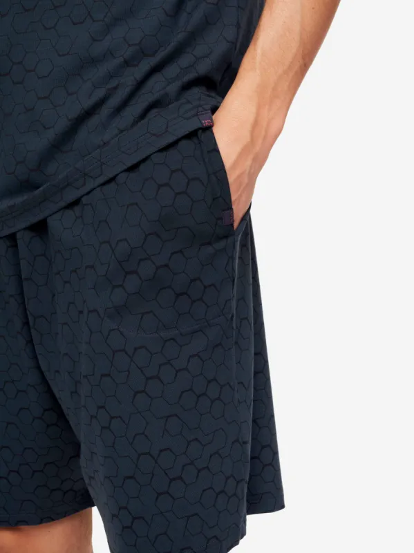 Men's Lounge Shorts London 6 Micro Modal Stretch Navy sold by Derek Rose