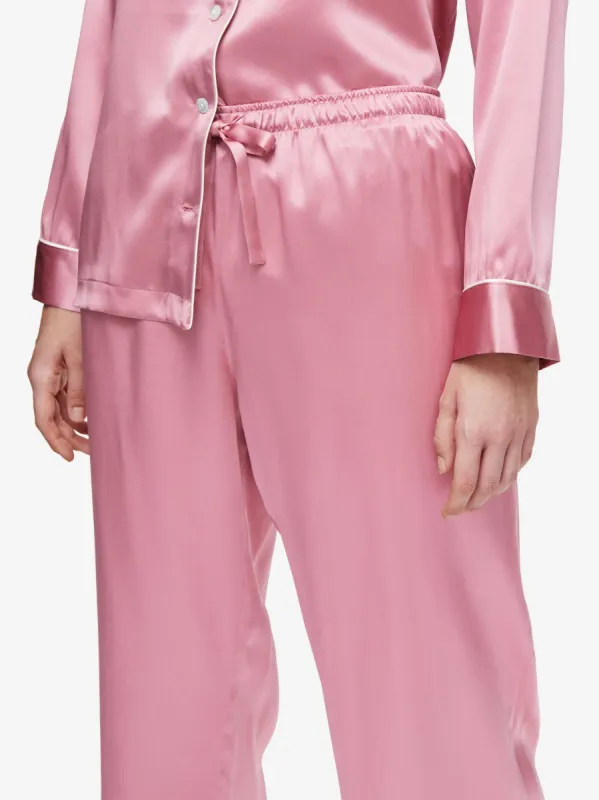 Women's Pyjamas Bailey Silk Satin Rose Pink sold by Derek Rose