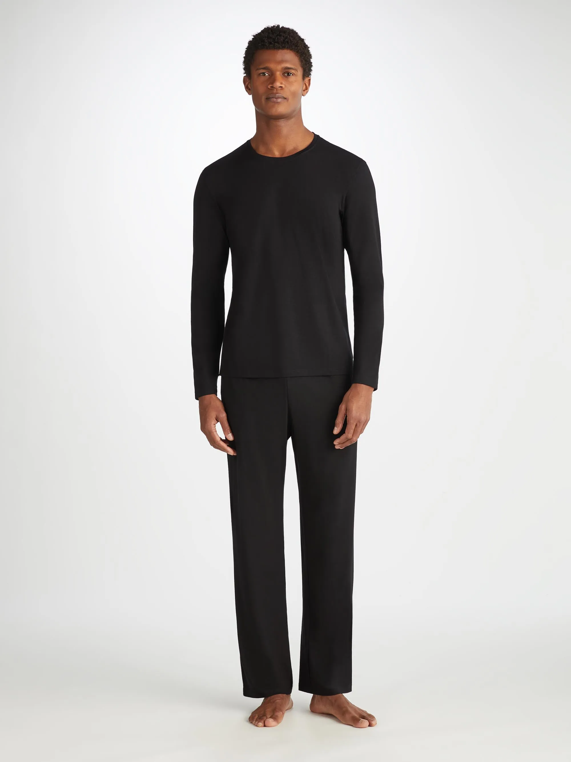 Men's Long Sleeve T-Shirt Basel Micro Modal Stretch Black sold by Derek Rose product image thumbnail 3