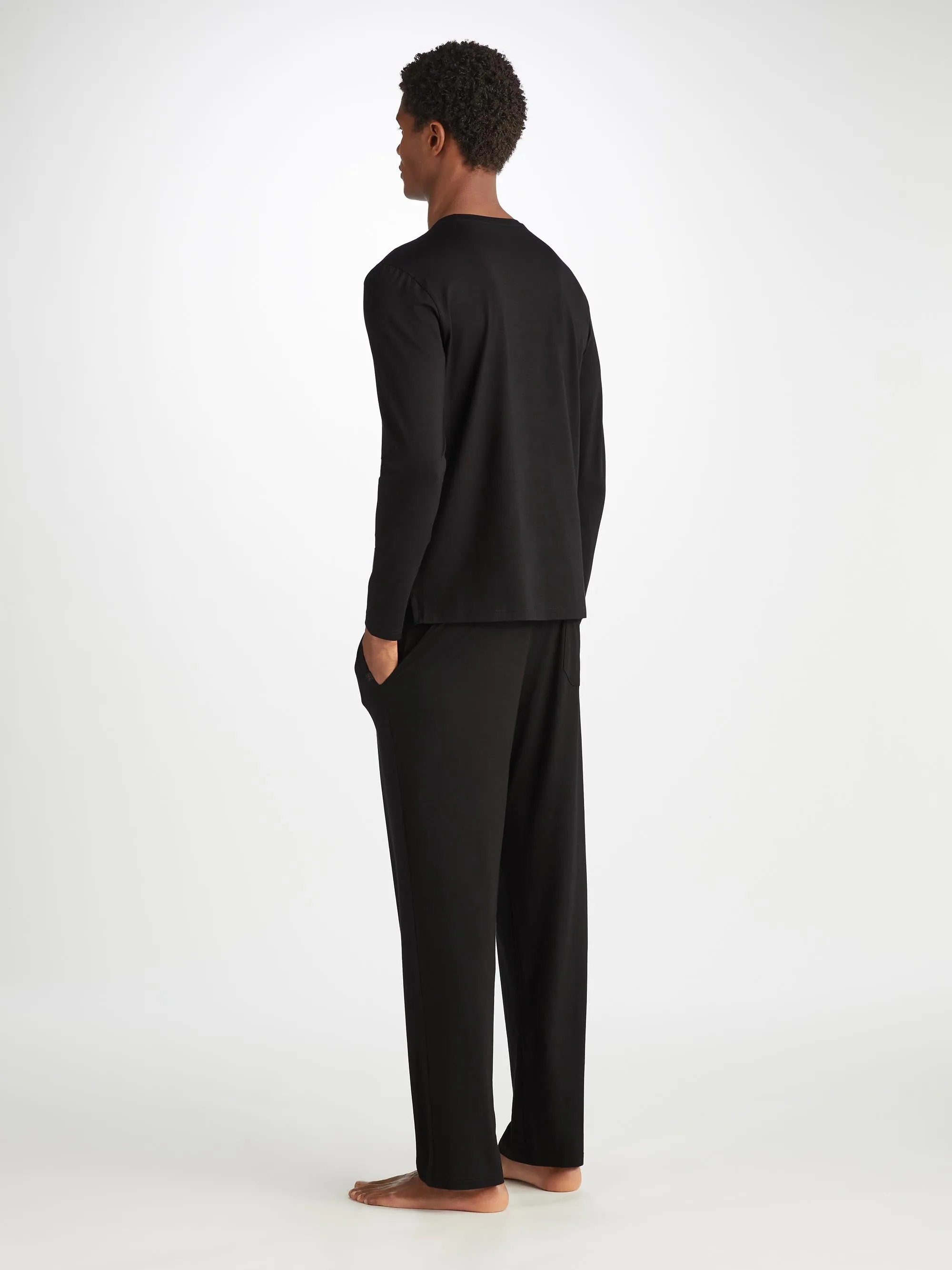 Men's Long Sleeve T-Shirt Basel Micro Modal Stretch Black sold by Derek Rose product image thumbnail 4