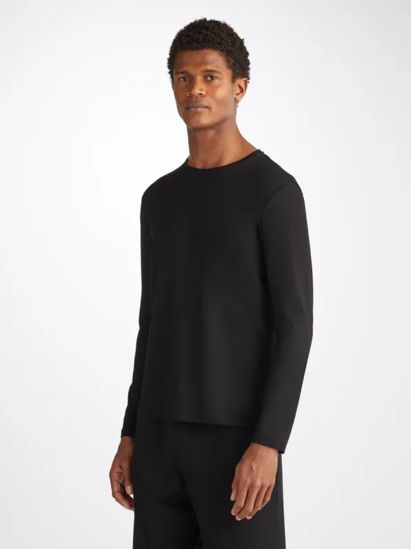 Men's Long Sleeve T-Shirt Basel Micro Modal Stretch Black sold by Derek Rose
