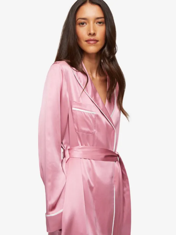 Women's Dressing Gown Bailey Silk Satin Rose sold by Derek Rose