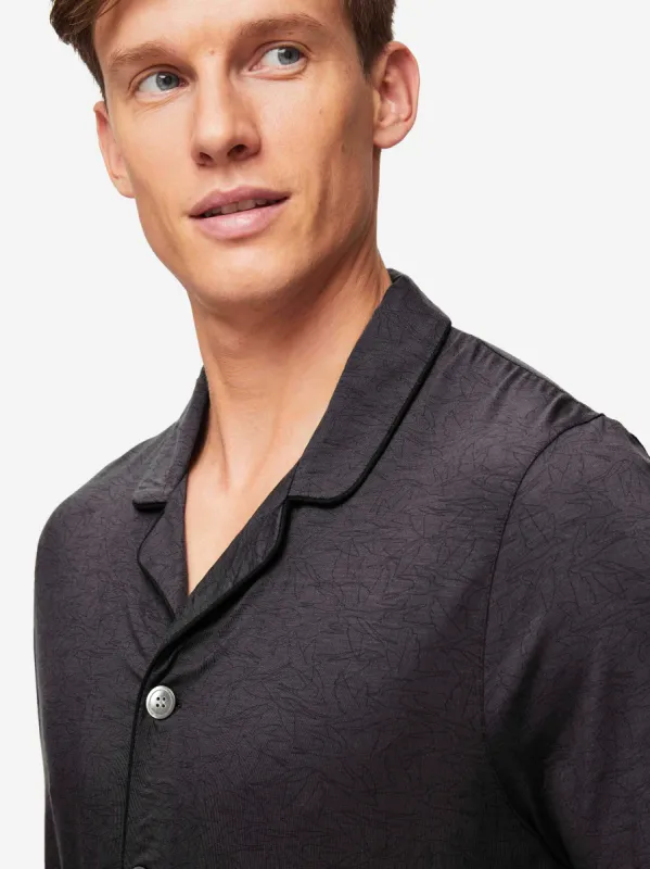 Men's Short Pyjamas London 9 Bird Print Micro Modal Black sold by Derek Rose