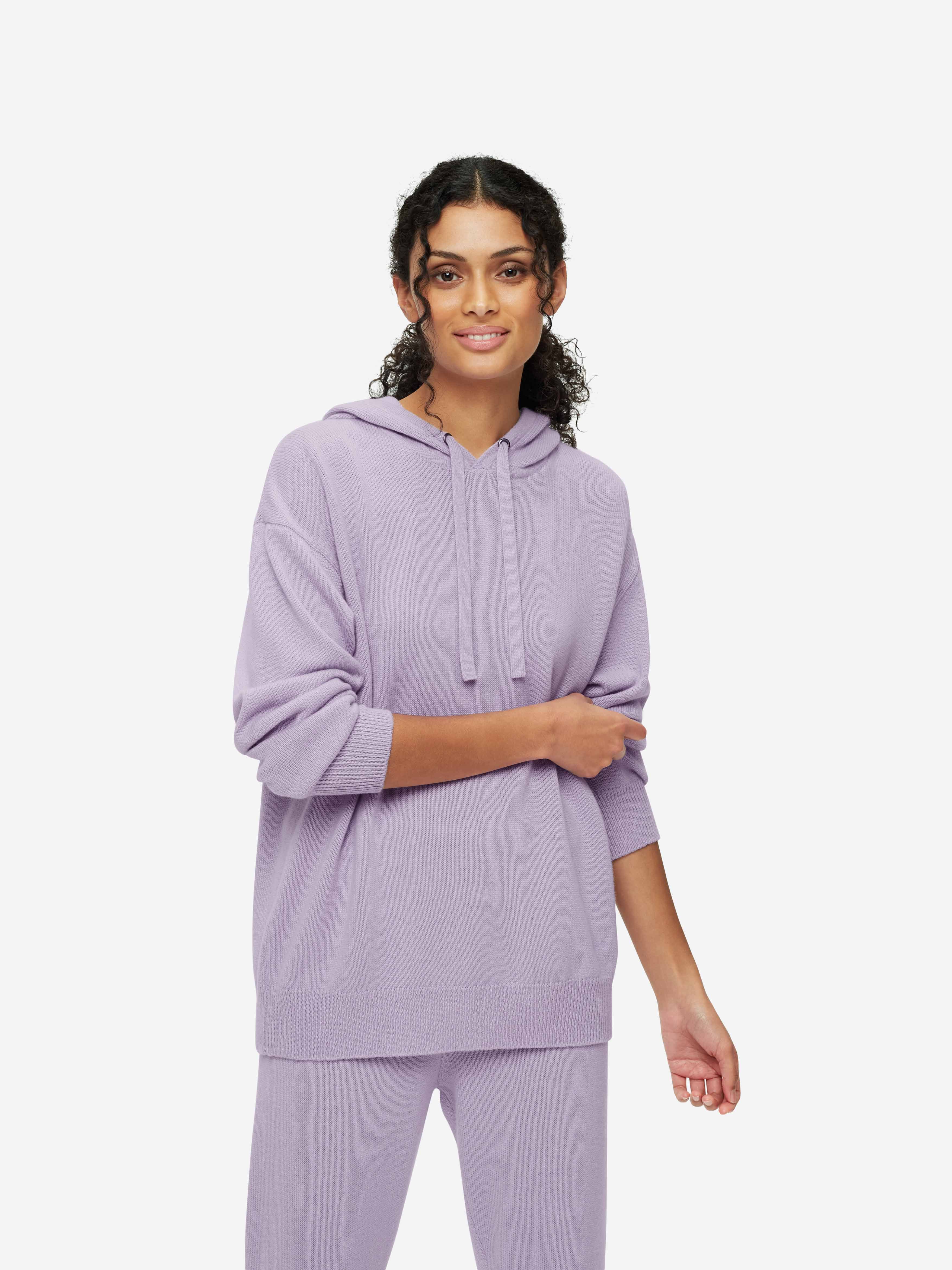 Women's Relaxed Pullover Hoodie Daphne Cashmere Lilac sold by Derek Rose product image thumbnail 5