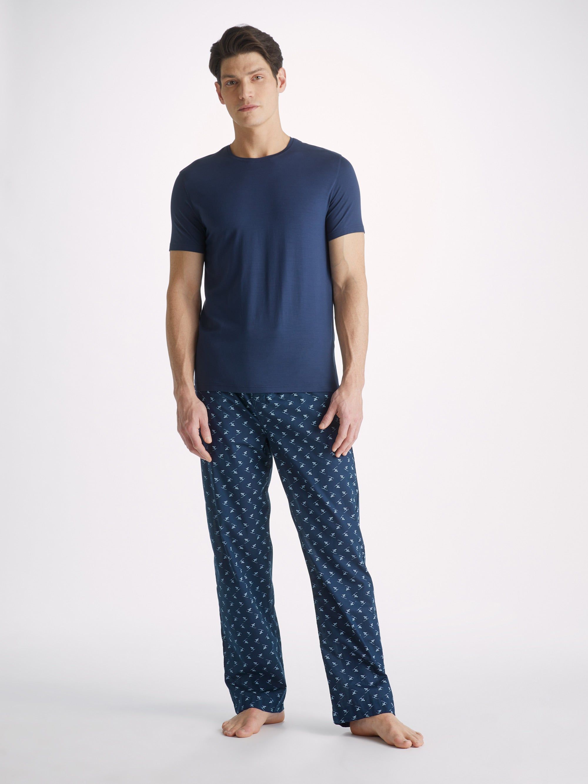 Men's Lounge Trousers Nelson 95 Cotton Batiste Blue sold by Derek Rose product image thumbnail 3