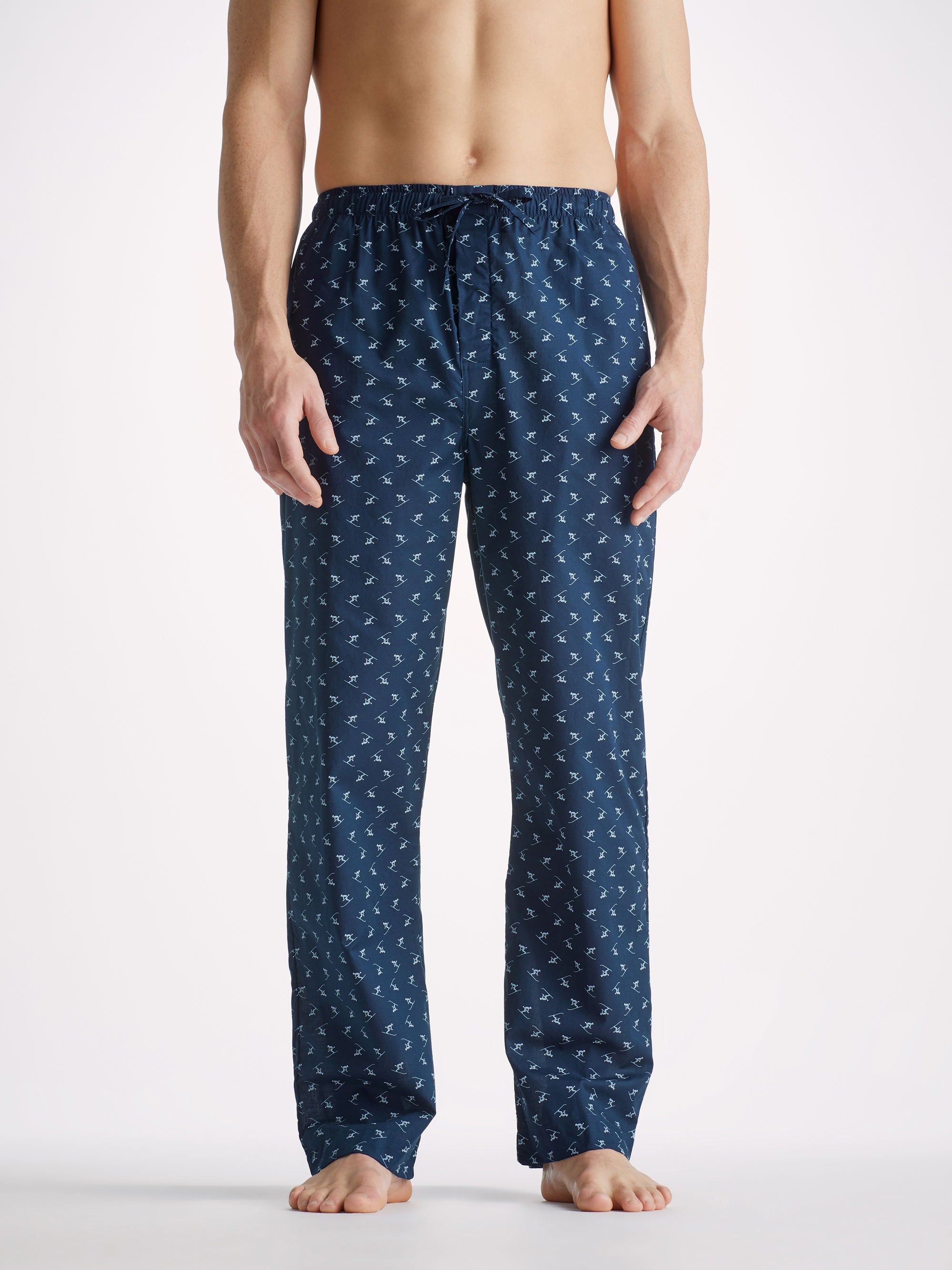 Men's Lounge Trousers Nelson 95 Cotton Batiste Blue sold by Derek Rose