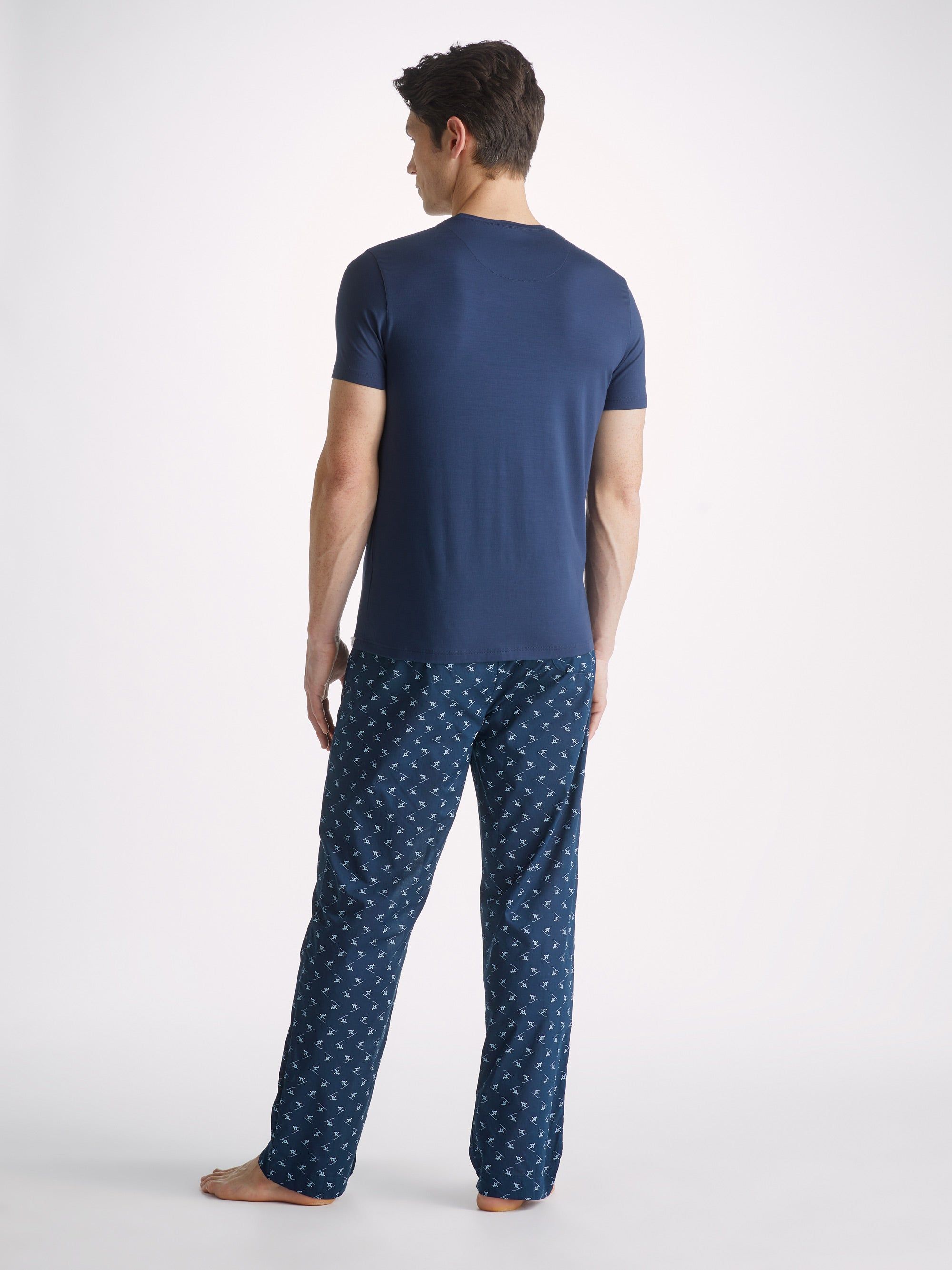 Men's Lounge Trousers Nelson 95 Cotton Batiste Blue sold by Derek Rose product image thumbnail 4