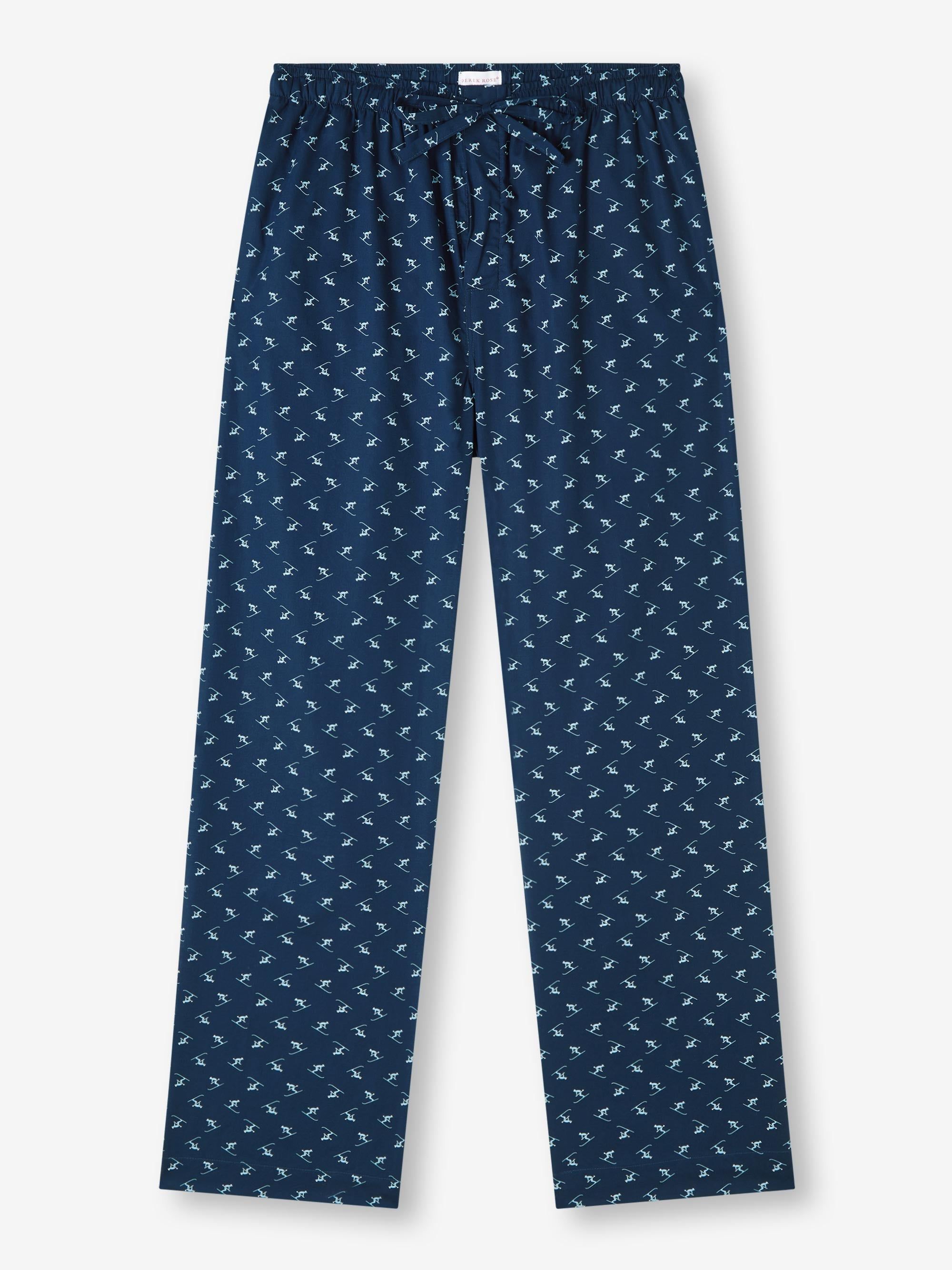 Men's Lounge Trousers Nelson 95 Cotton Batiste Blue sold by Derek Rose product image thumbnail 2