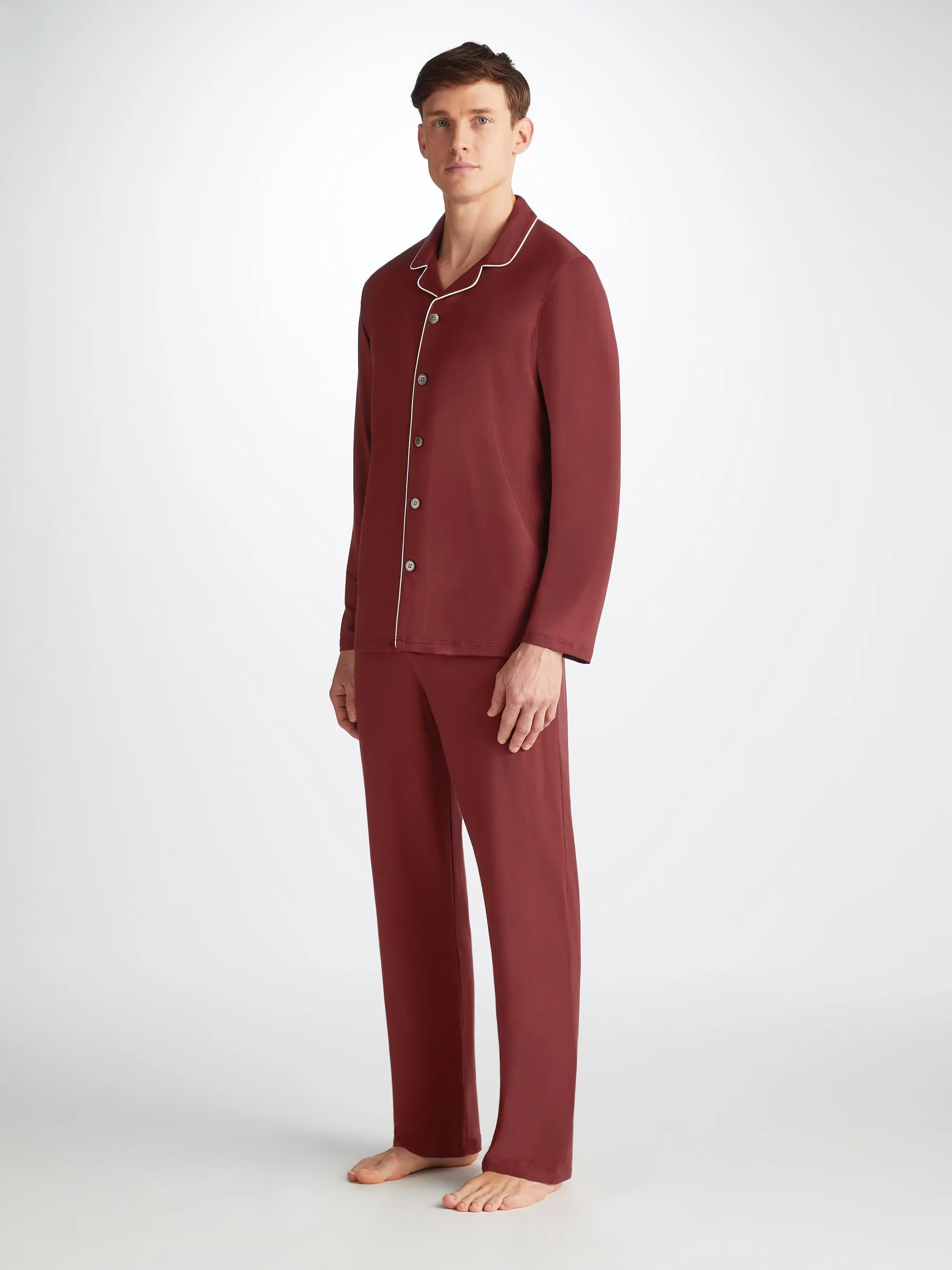 Men's Pajamas Basel Micro Modal Stretch Burgundy sold by Derek Rose