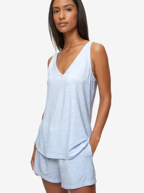Women's Short Cami Pyjamas Ethan Micro Modal Stretch Blue Heather sold by Derek Rose