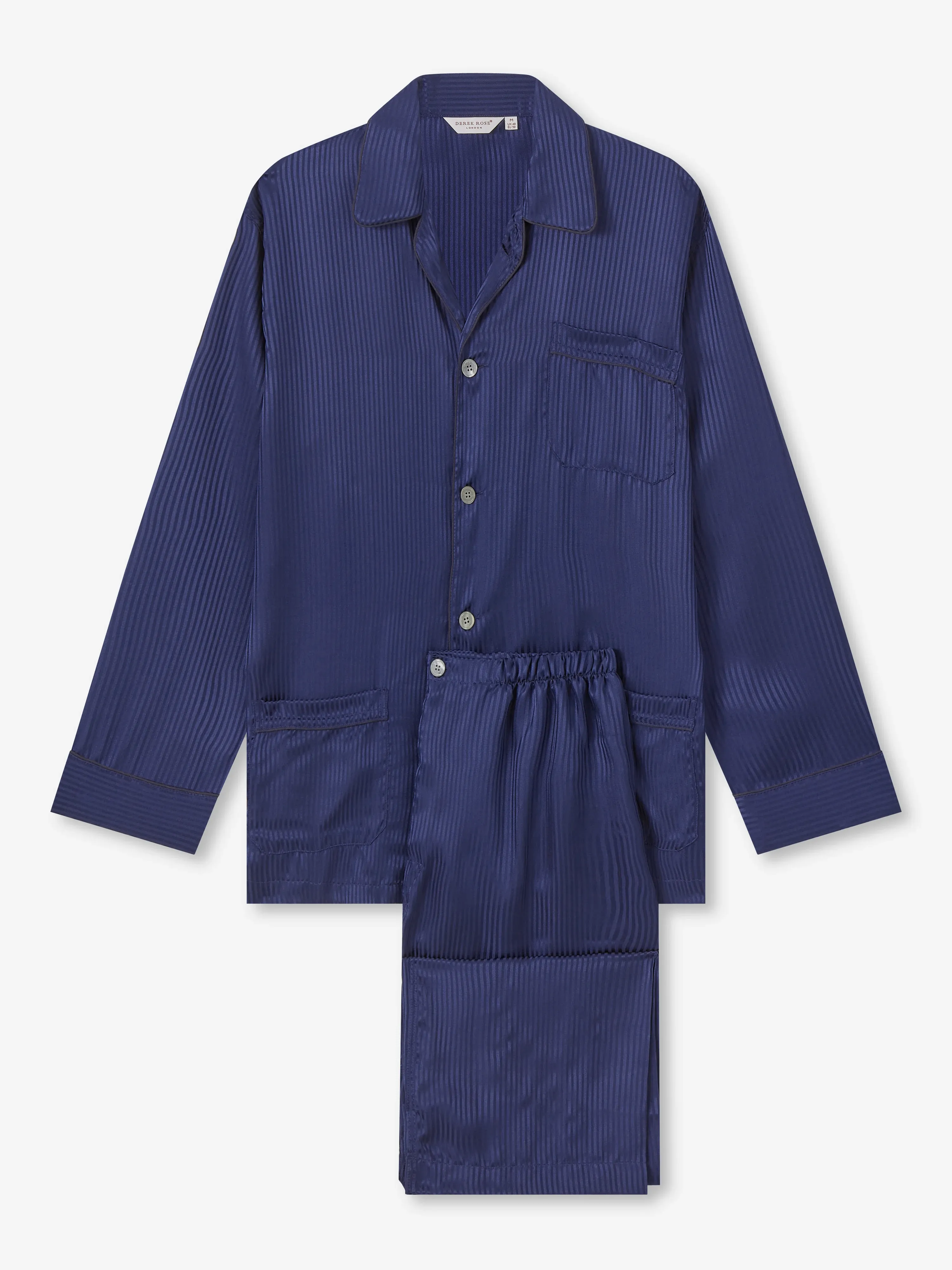 Woburn Silk Pajamas Navy Blue Stripe sold by Derek Rose product image thumbnail 2