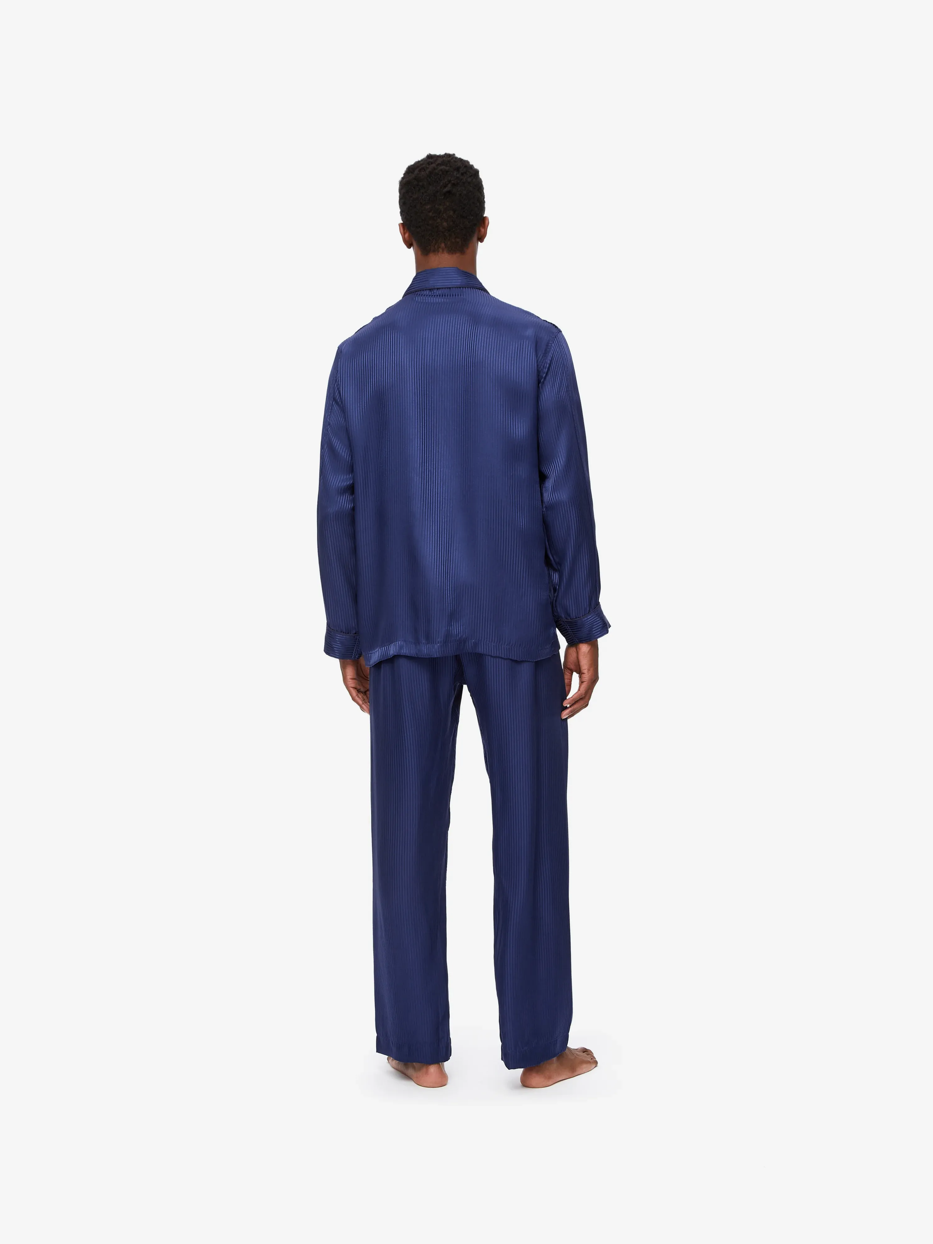 Woburn Silk Pajamas Navy Blue Stripe sold by Derek Rose product image thumbnail 4