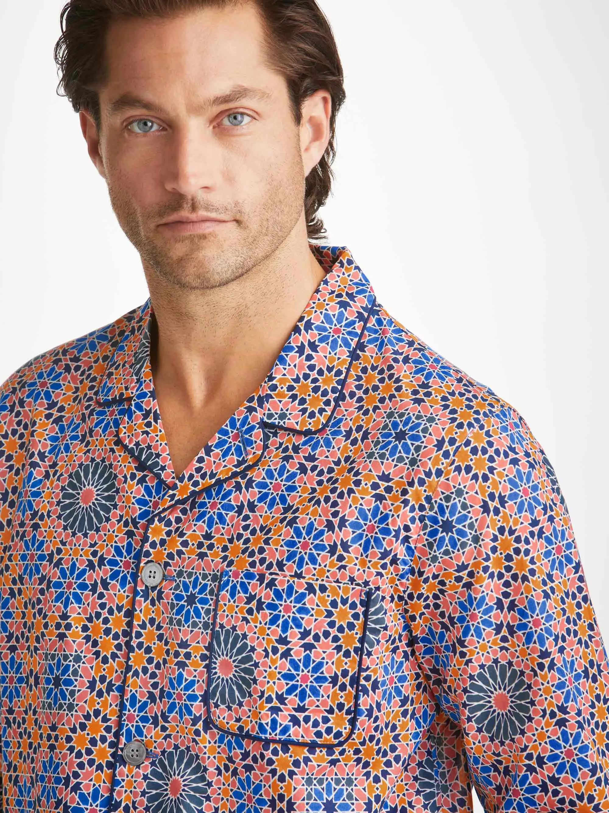 Men's Modern Fit Pyjamas Ledbury 69 Cotton Batiste Multi sold by Derek Rose
