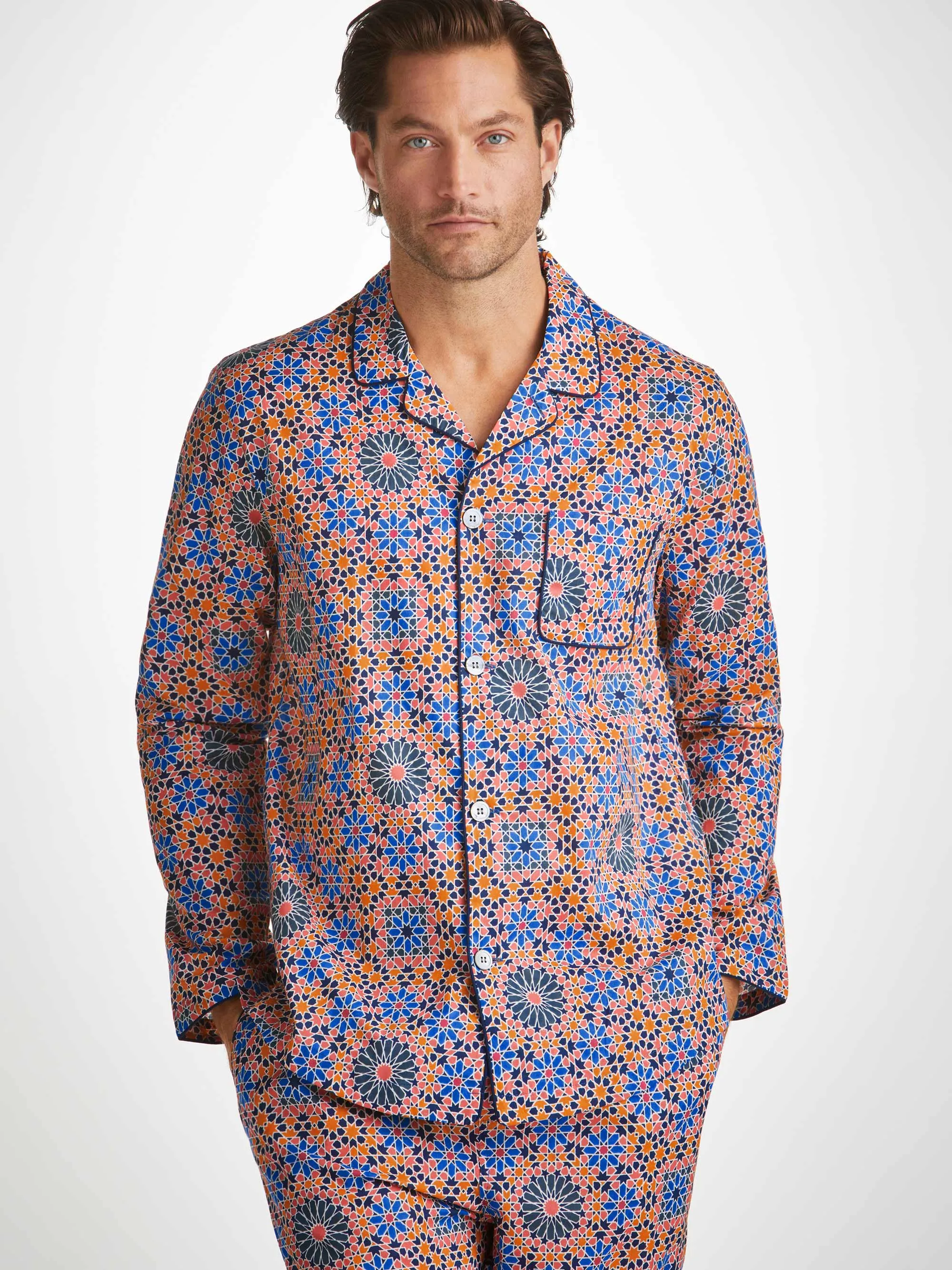 Men's Modern Fit Pyjamas Ledbury 69 Cotton Batiste Multi sold by Derek Rose product image thumbnail 3
