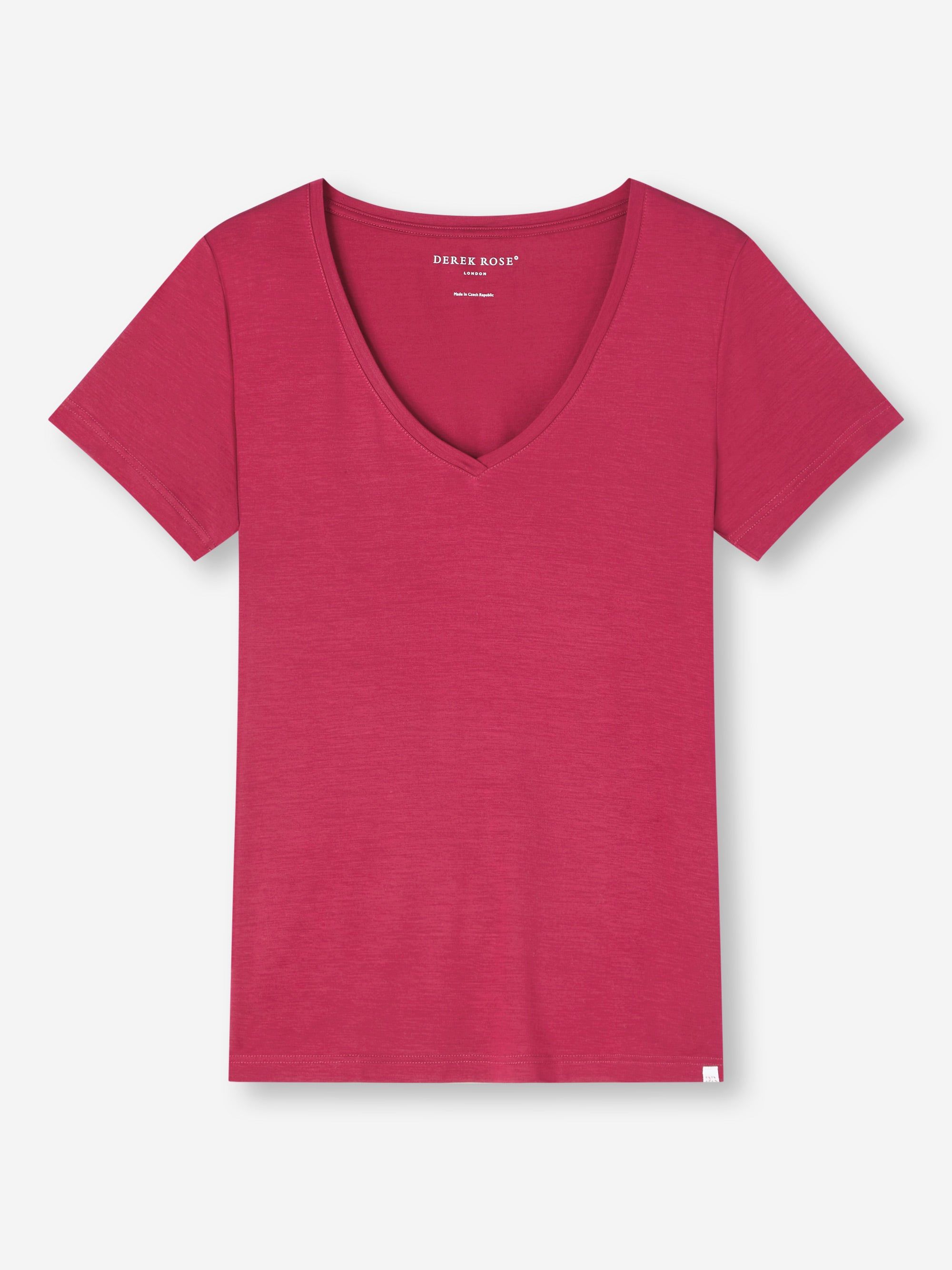 Women's V-Neck T-Shirt Lara Micro Modal Stretch Berry sold by Derek Rose product image thumbnail 2