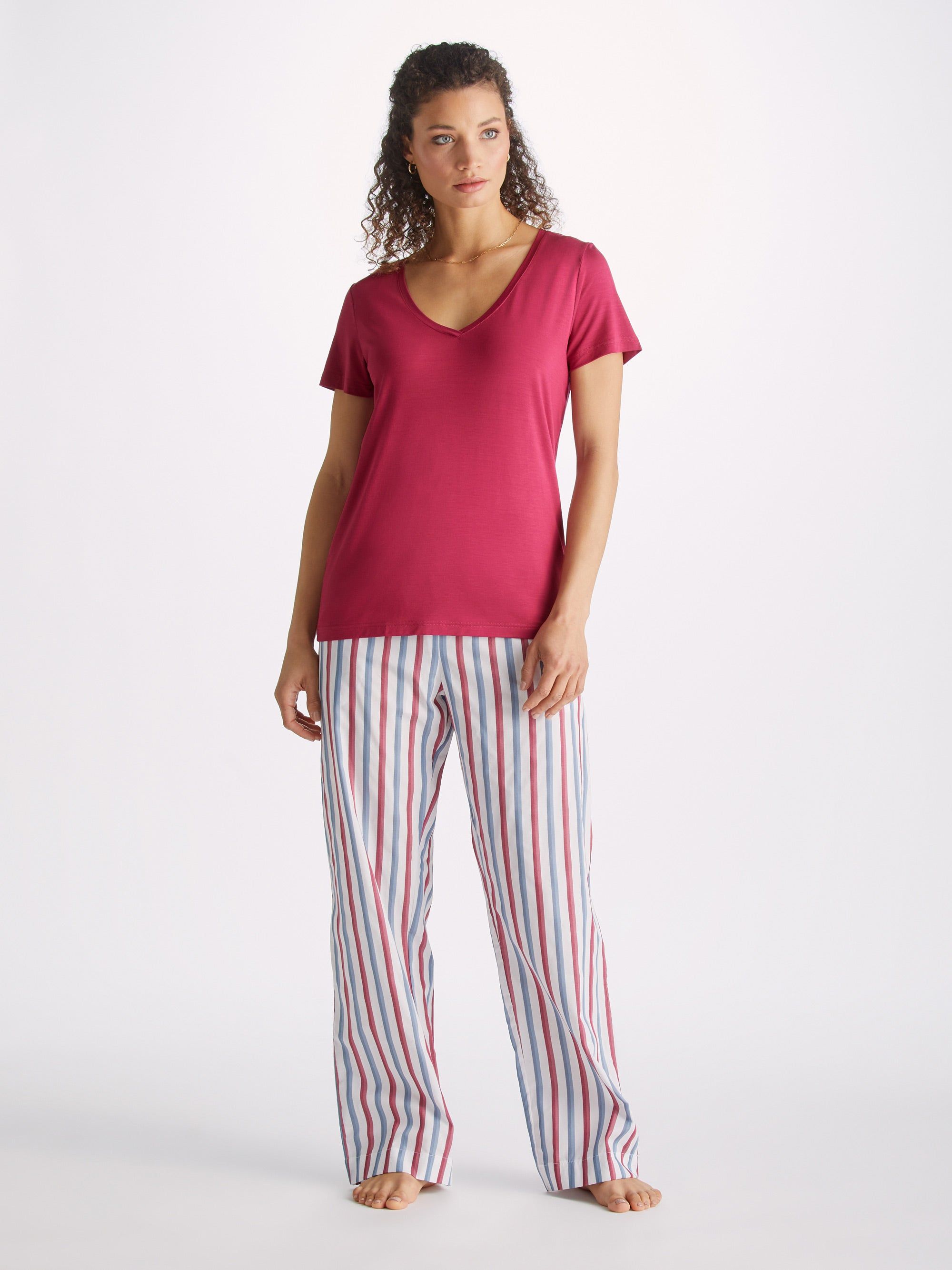 Women's V-Neck T-Shirt Lara Micro Modal Stretch Berry sold by Derek Rose product image thumbnail 3