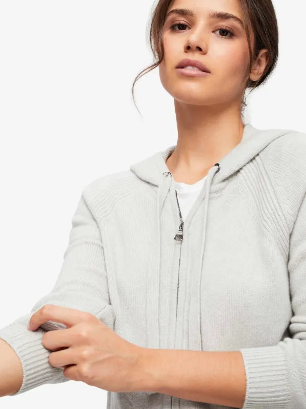 Women's Hoodie Daphne Cashmere Silver sold by Derek Rose