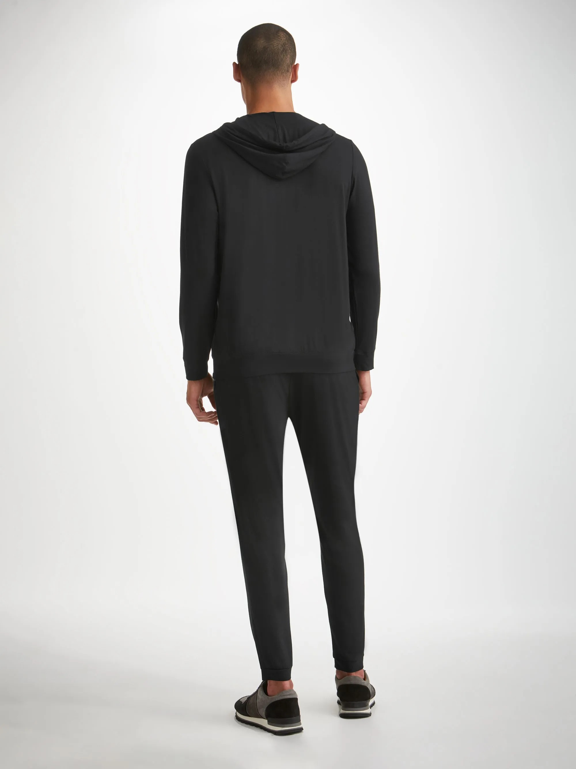 Men's Zip Up Hoodie Basel Micro Modal Stretch Black sold by Derek Rose product image thumbnail 4