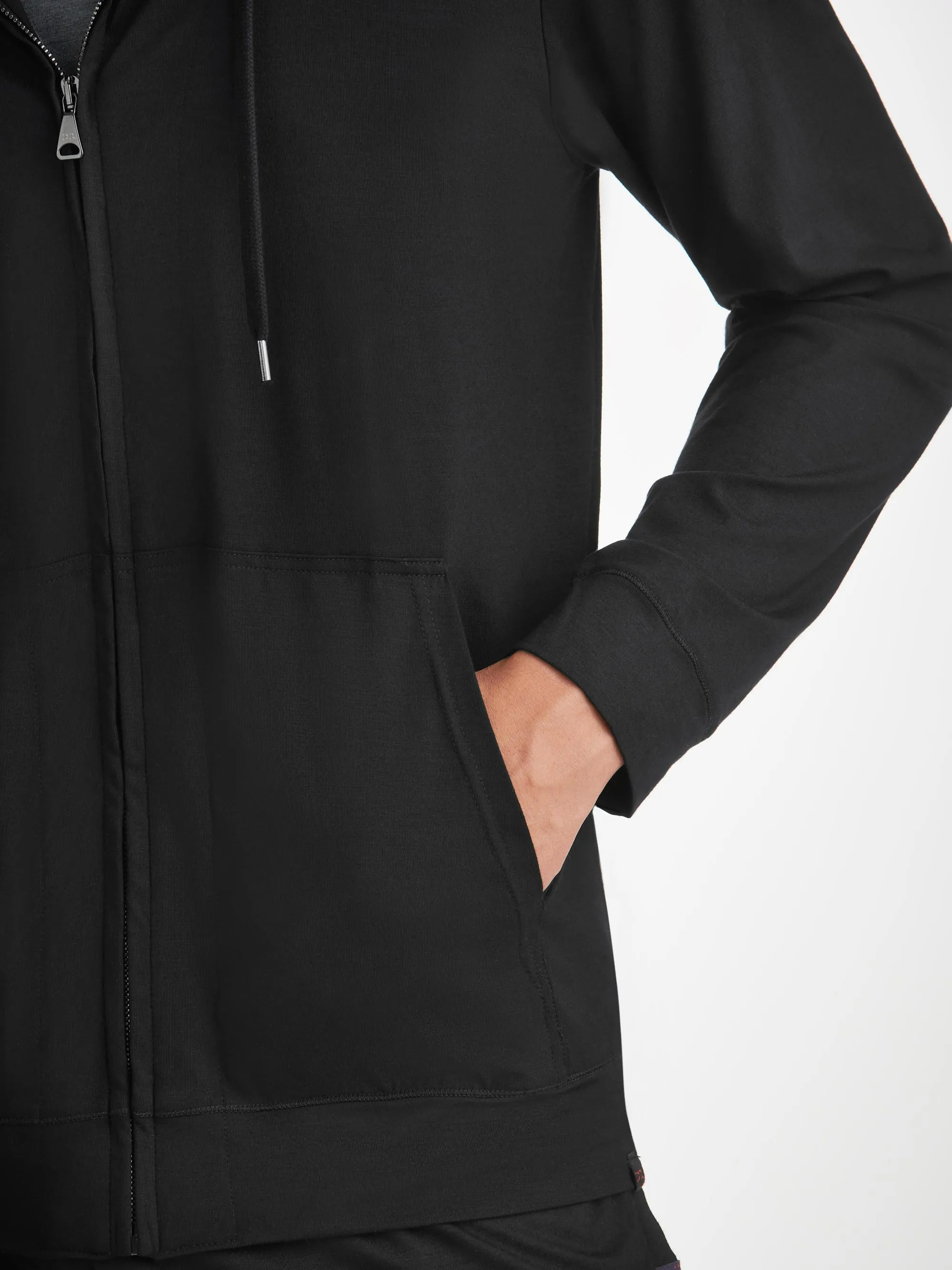 Men's Zip Up Hoodie Basel Micro Modal Stretch Black sold by Derek Rose product image thumbnail 5