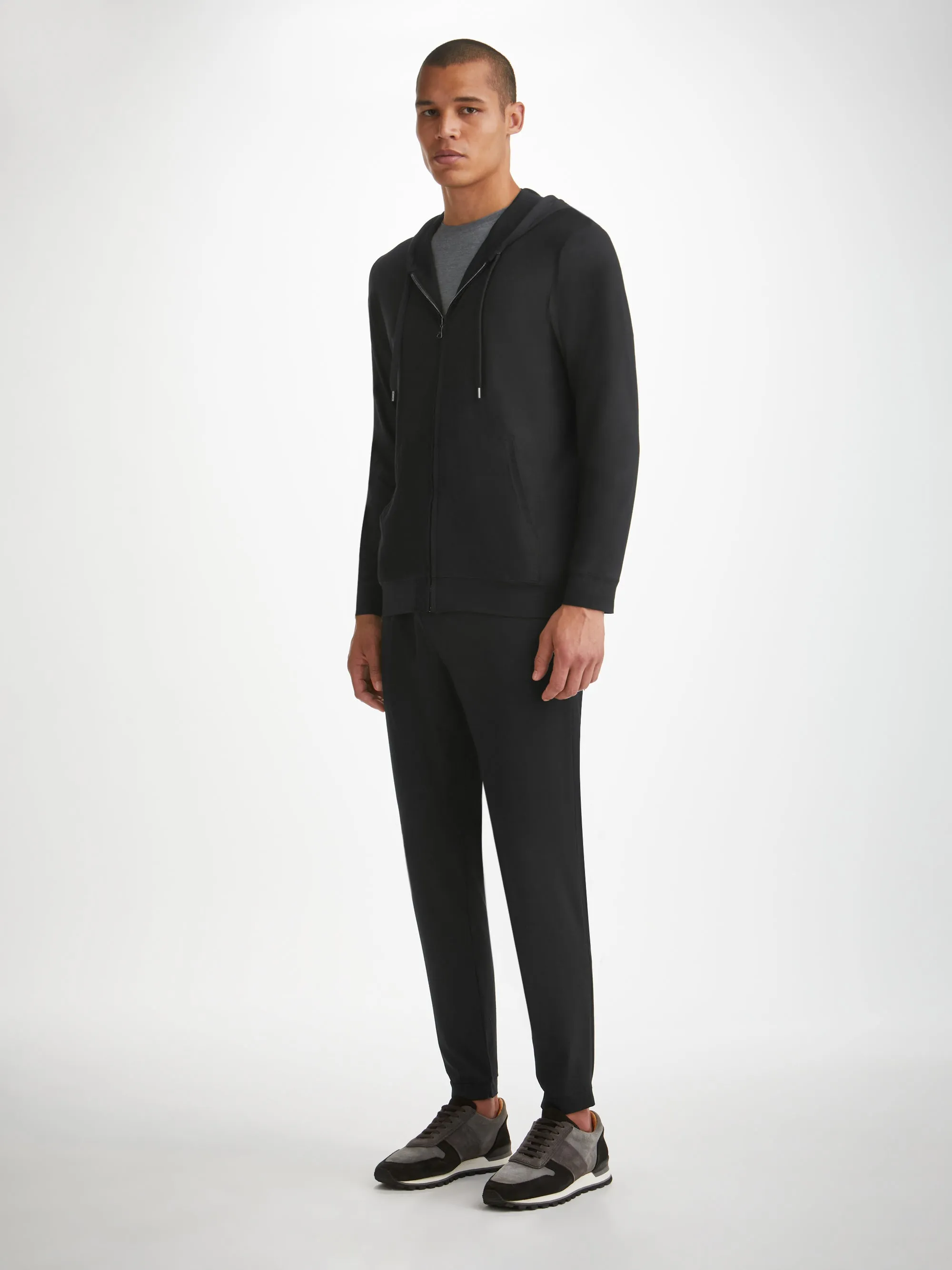 Men's Zip Up Hoodie Basel Micro Modal Stretch Black sold by Derek Rose product image thumbnail 3