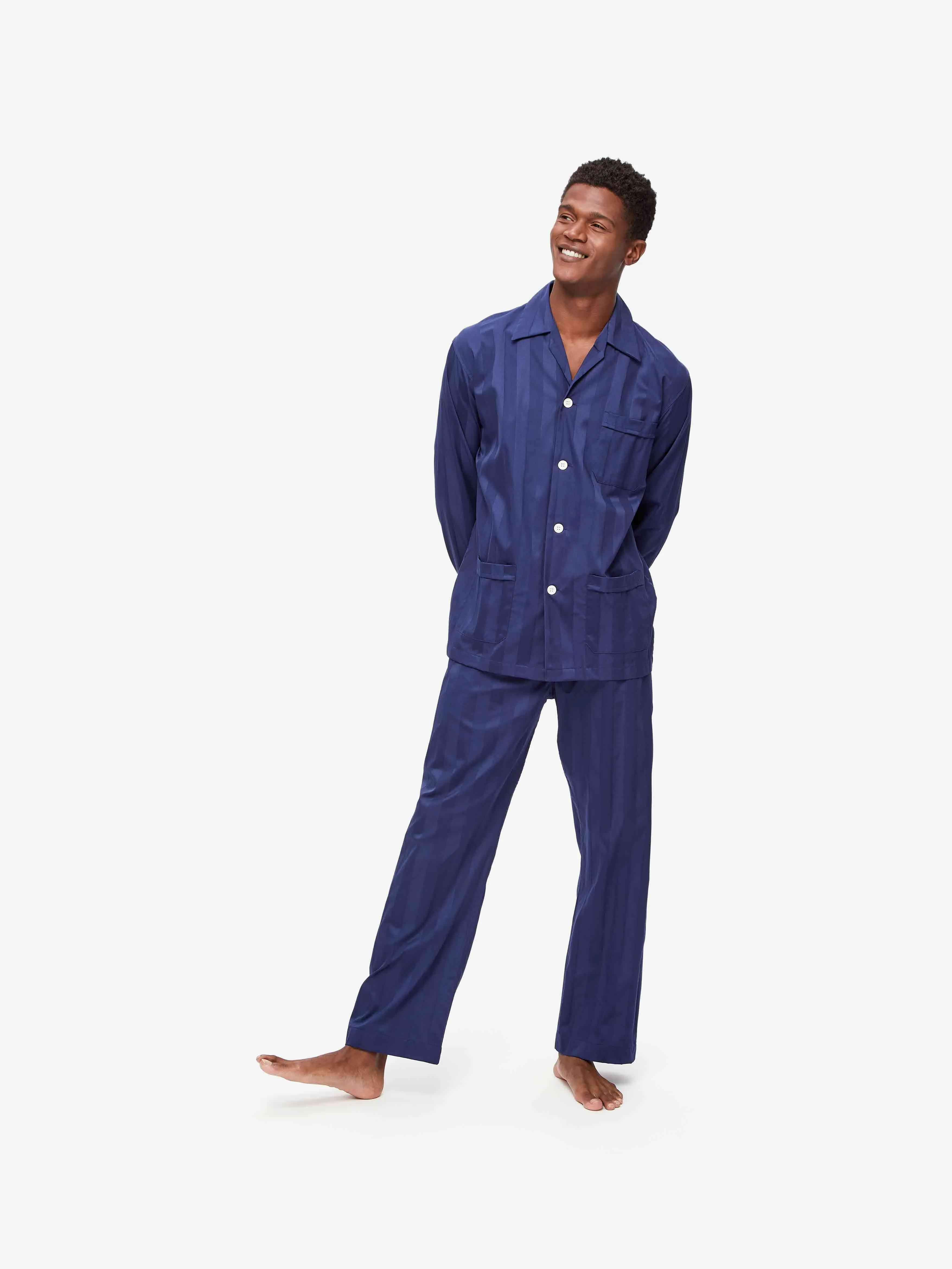 Men's Classic Fit Pajamas Lingfield Cotton Navy sold by Derek Rose product image thumbnail 3