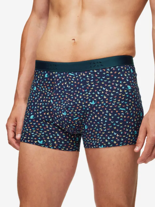 Men's Hipster Birds Pima Cotton Stretch Navy sold by Derek Rose