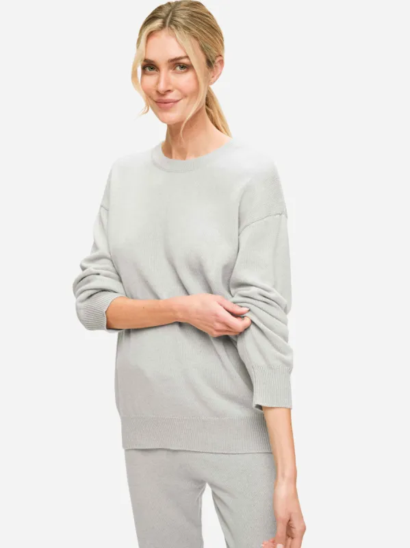 Women's Relaxed Sweater Daphne Cashmere Silver sold by Derek Rose