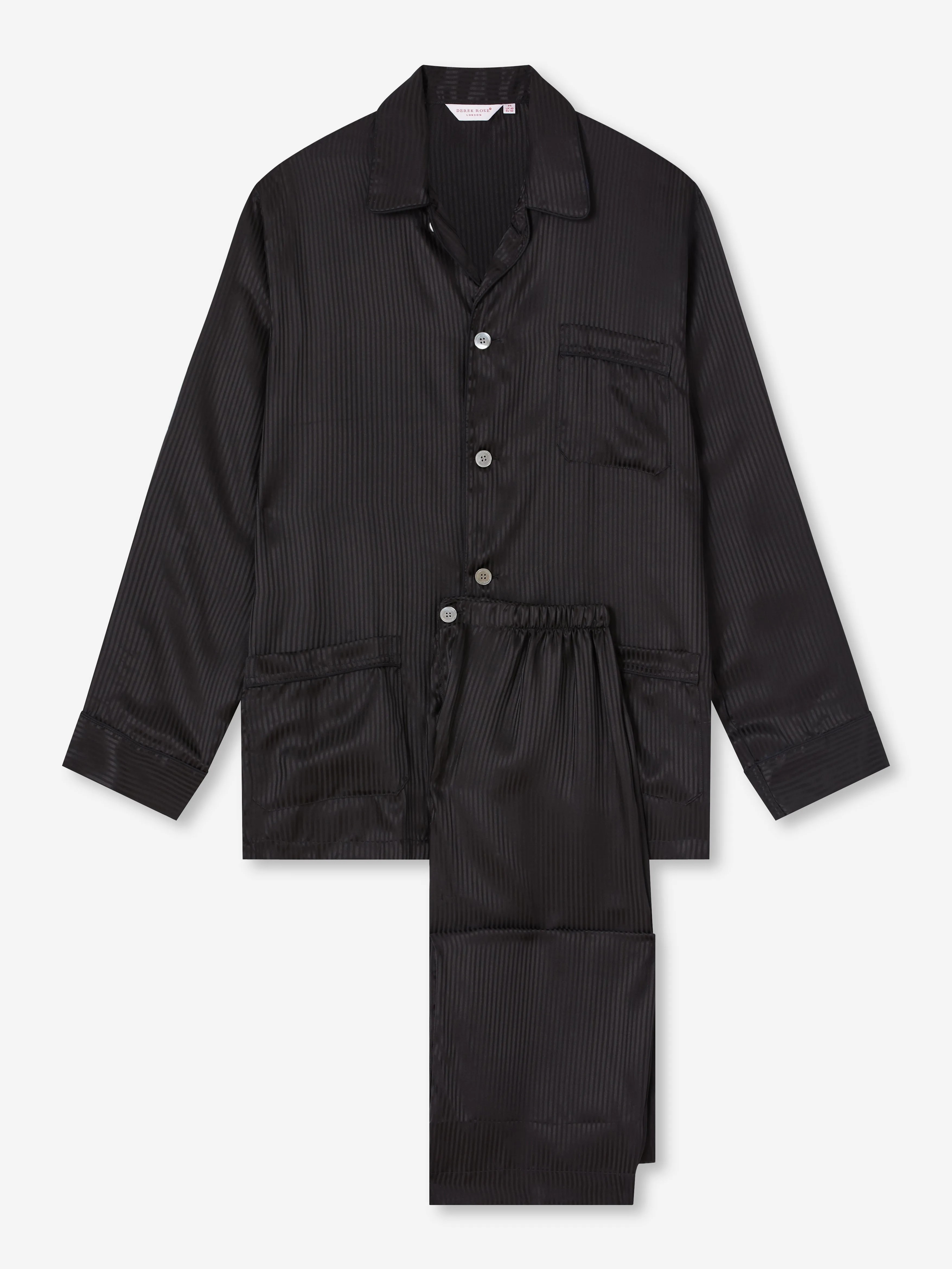 Woburn Silk Pajamas Black Stripe sold by Derek Rose product image thumbnail 2