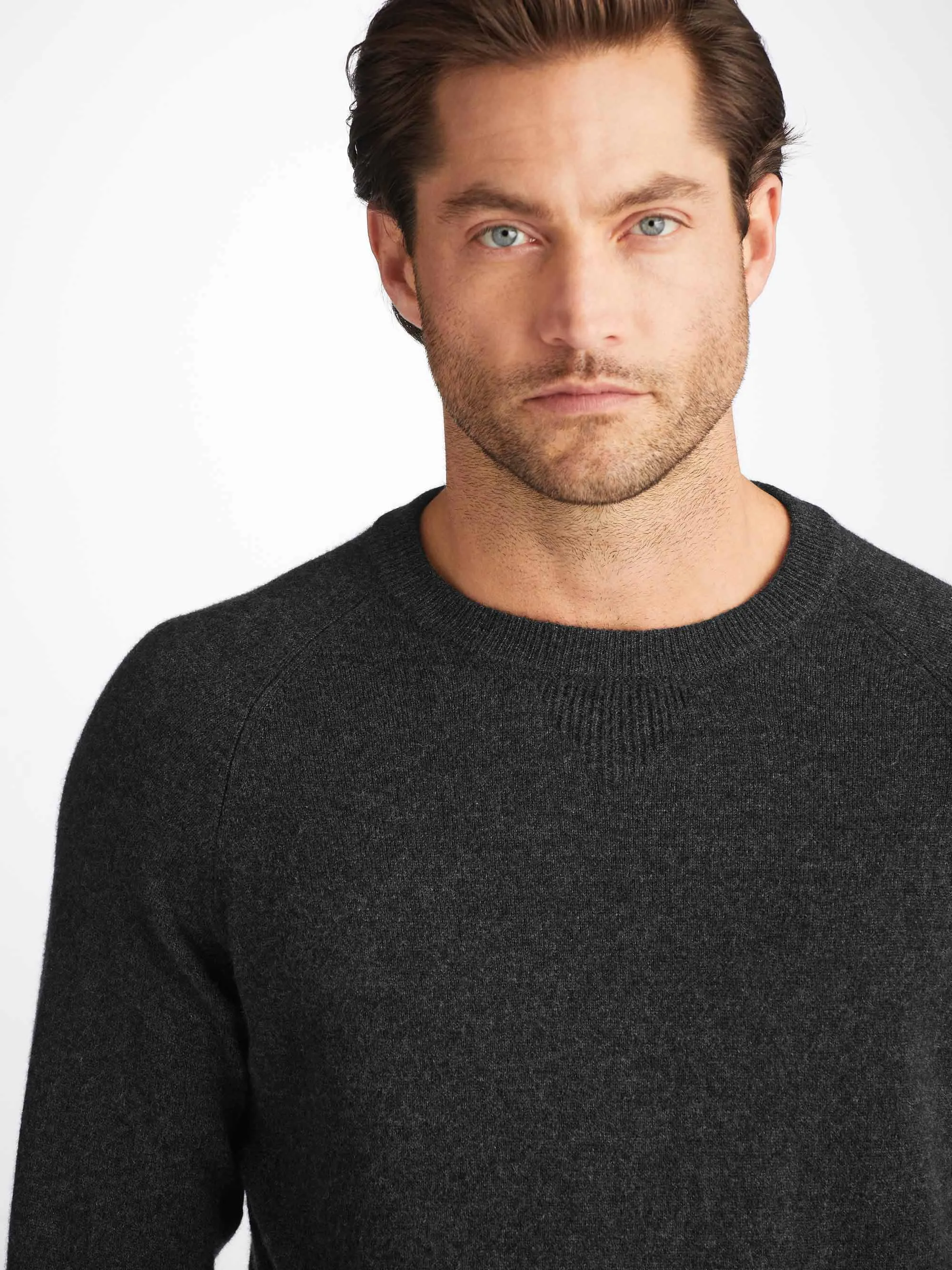 Men's Finley Sweater and Track Pants Cashmere Set Charcoal sold by Derek Rose product image thumbnail 3